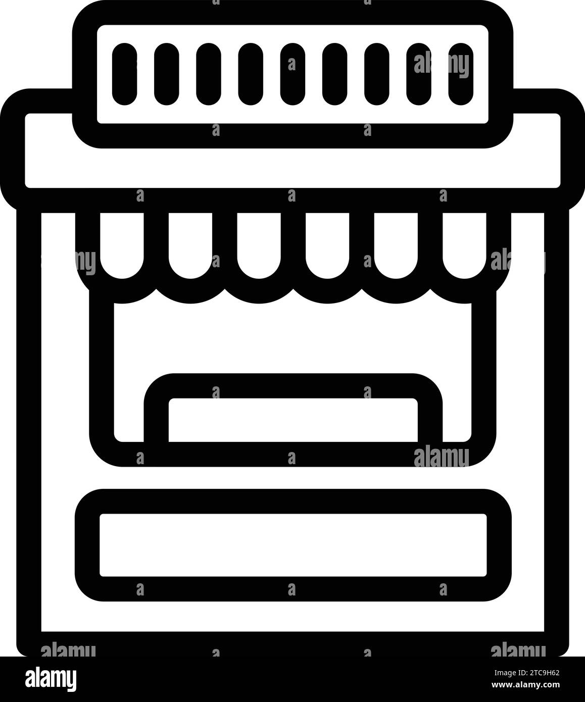 Vettore di contorno icona fornitore via. Negozio all'aperto. Chiosco commerciale all'angolo Illustrazione Vettoriale