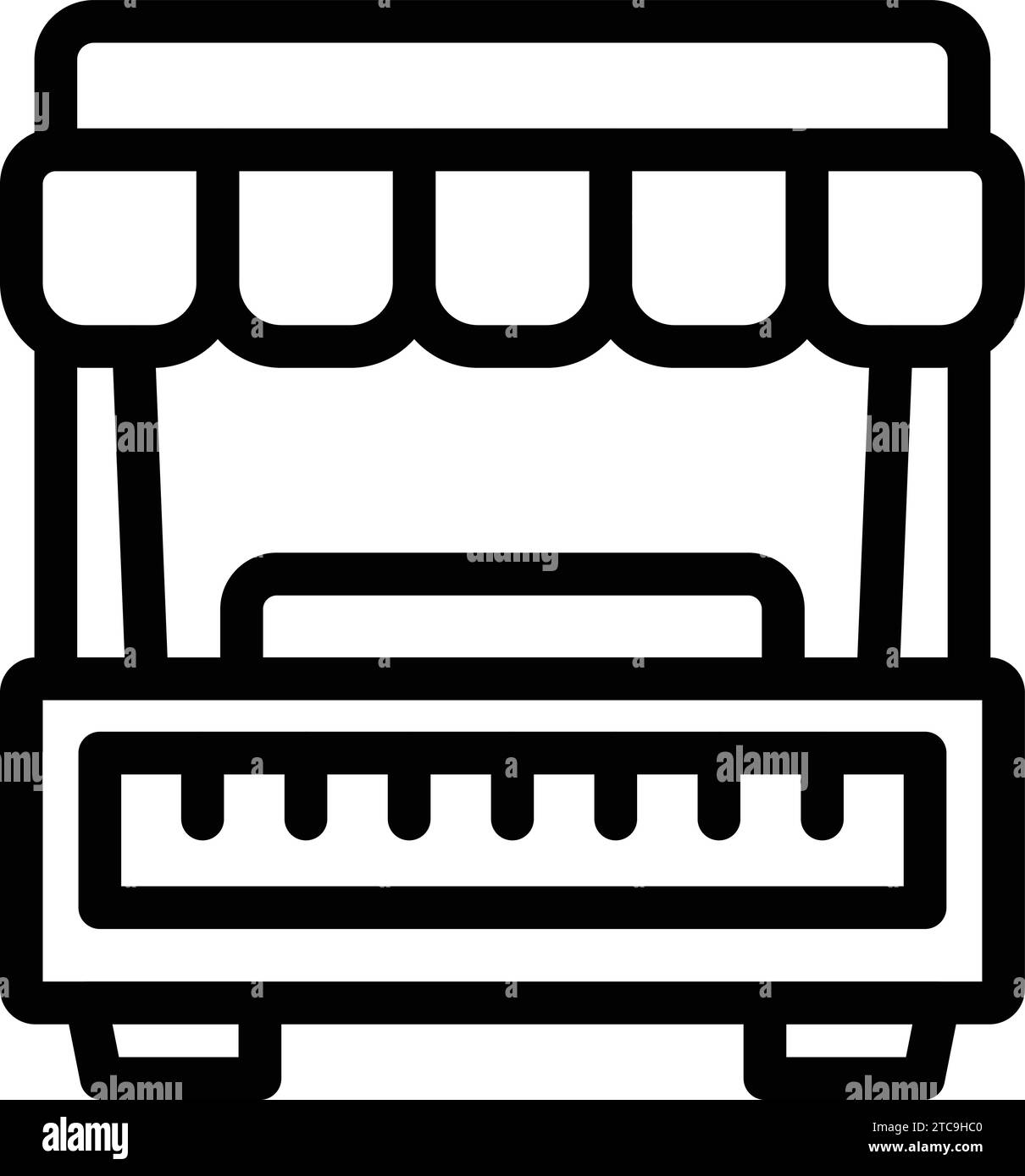 Vettore di descrizione dell'icona del punto vendita al dettaglio. Negozio di vendita al dettaglio. Carrello per cibo da strada Illustrazione Vettoriale