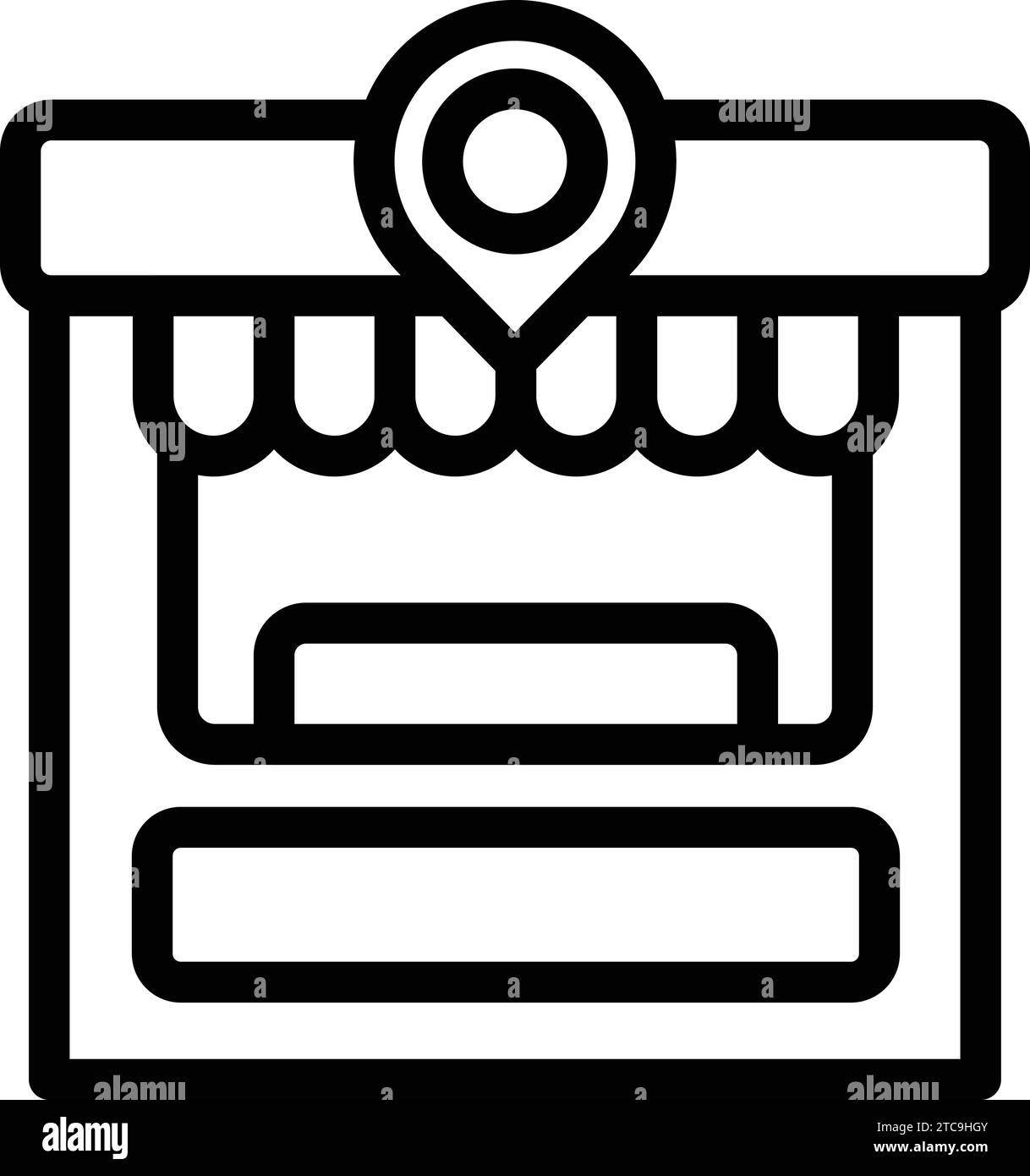 Vettore di descrizione dell'icona della sede del negozio locale. Negozio di vendita al dettaglio in strada. Negozio di alimentari Illustrazione Vettoriale