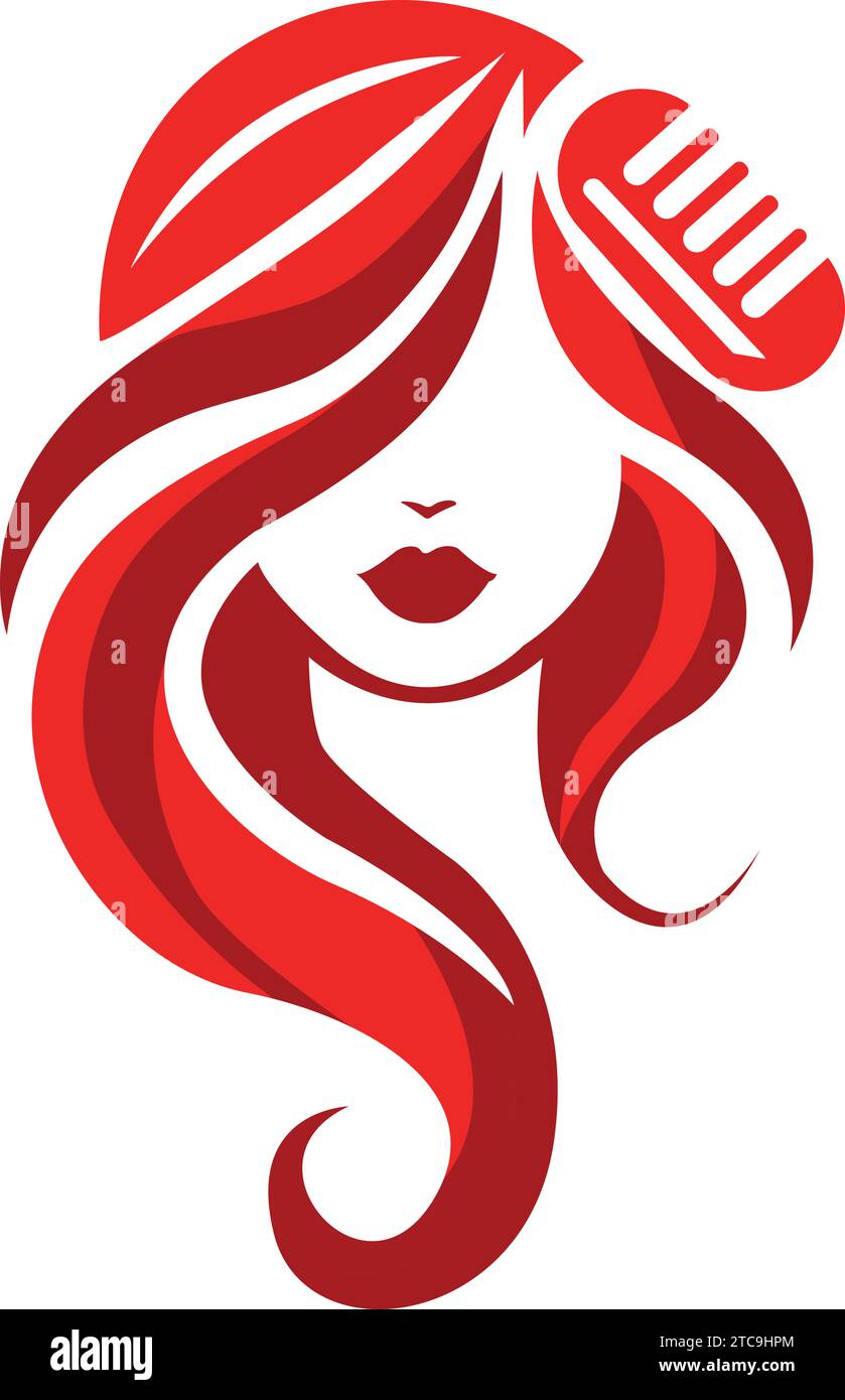 Abbraccia l'eleganza con il nostro modello con logo Red Hair Coiffure. Questo emblema sofisticato evoca stile e raffinatezza, perfetto per saloni, stilisti o bea Illustrazione Vettoriale