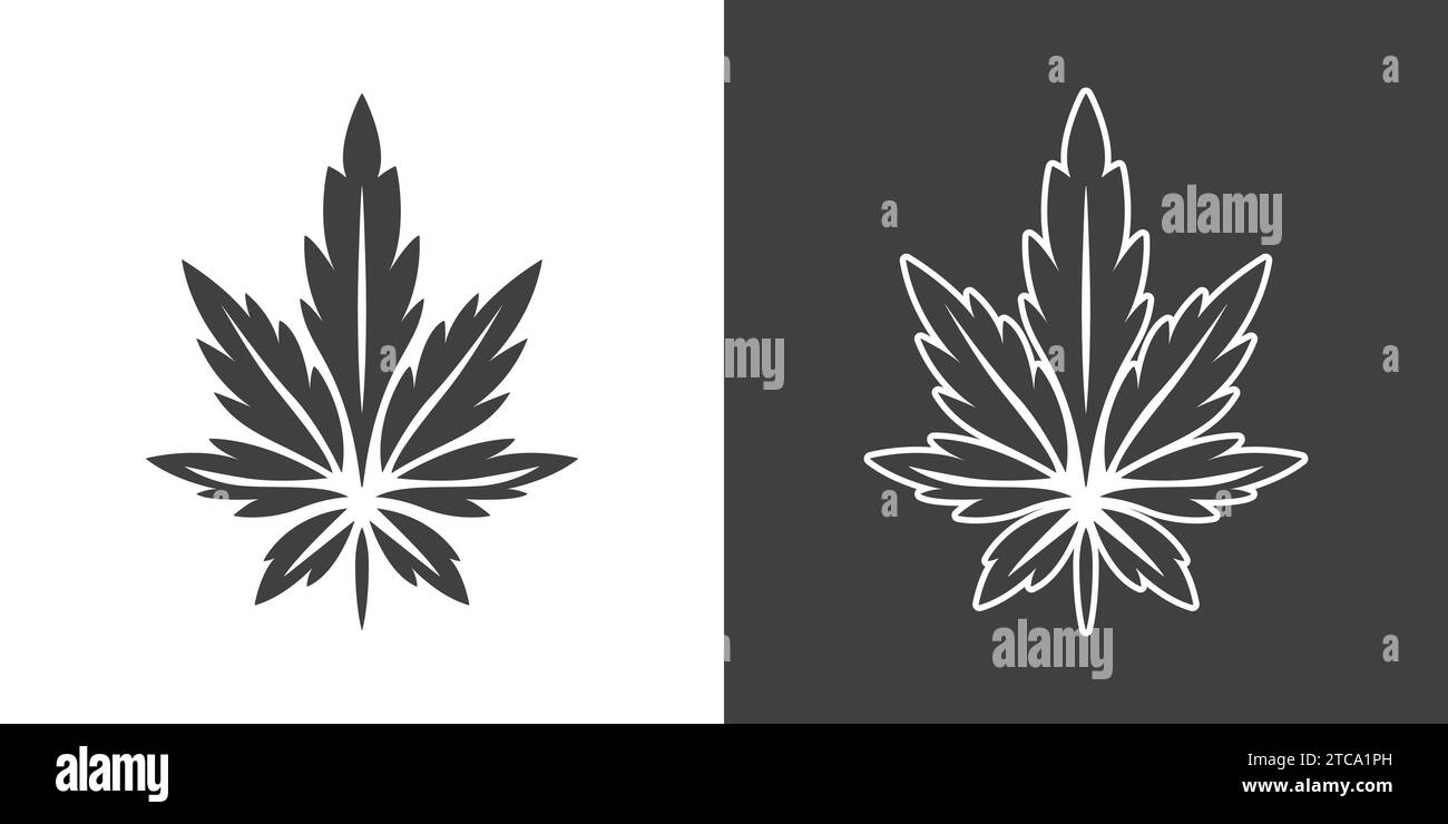 Icona del congedo di cannabis. Canapa, sagoma a foglia di cannabis, icona piatta isolata. Coltivare marijuana medica. Illustrazione vettoriale Illustrazione Vettoriale