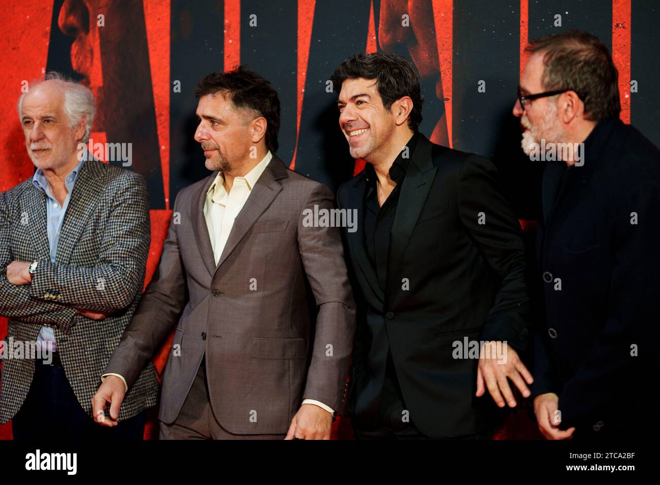 ROMA, ITALIA - 11 DICEMBRE: Toni Servillo, Adriano Giannini, Pierfrancesco Favino, Valerio Mastandrea partecipa al Red carpet per il film "Adagio" Foto Stock