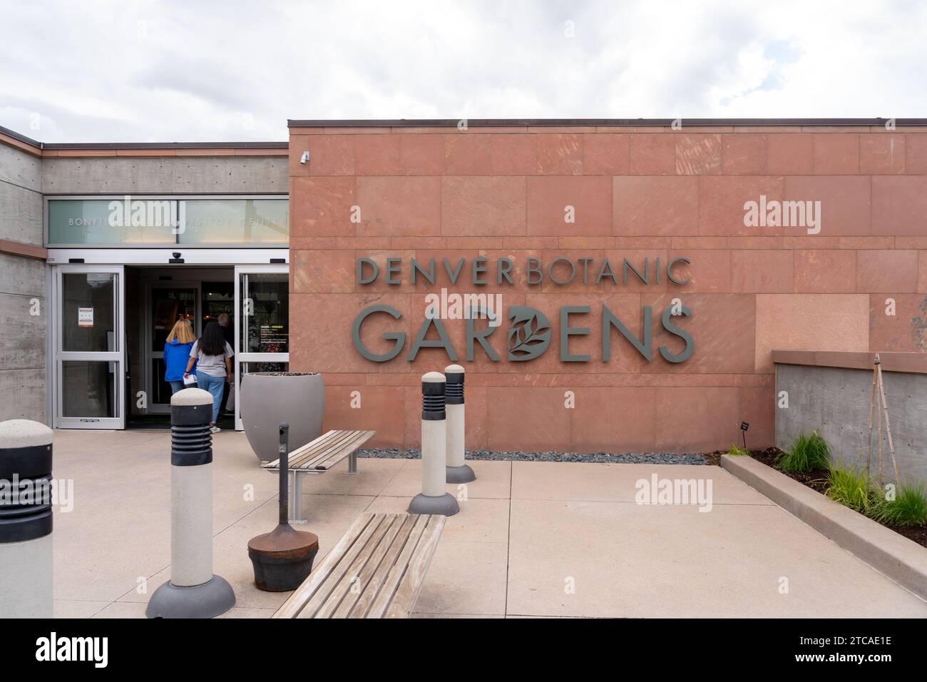 I giardini botanici di Denver segnalano l'edificio di Denver, Colorado, USA Foto Stock