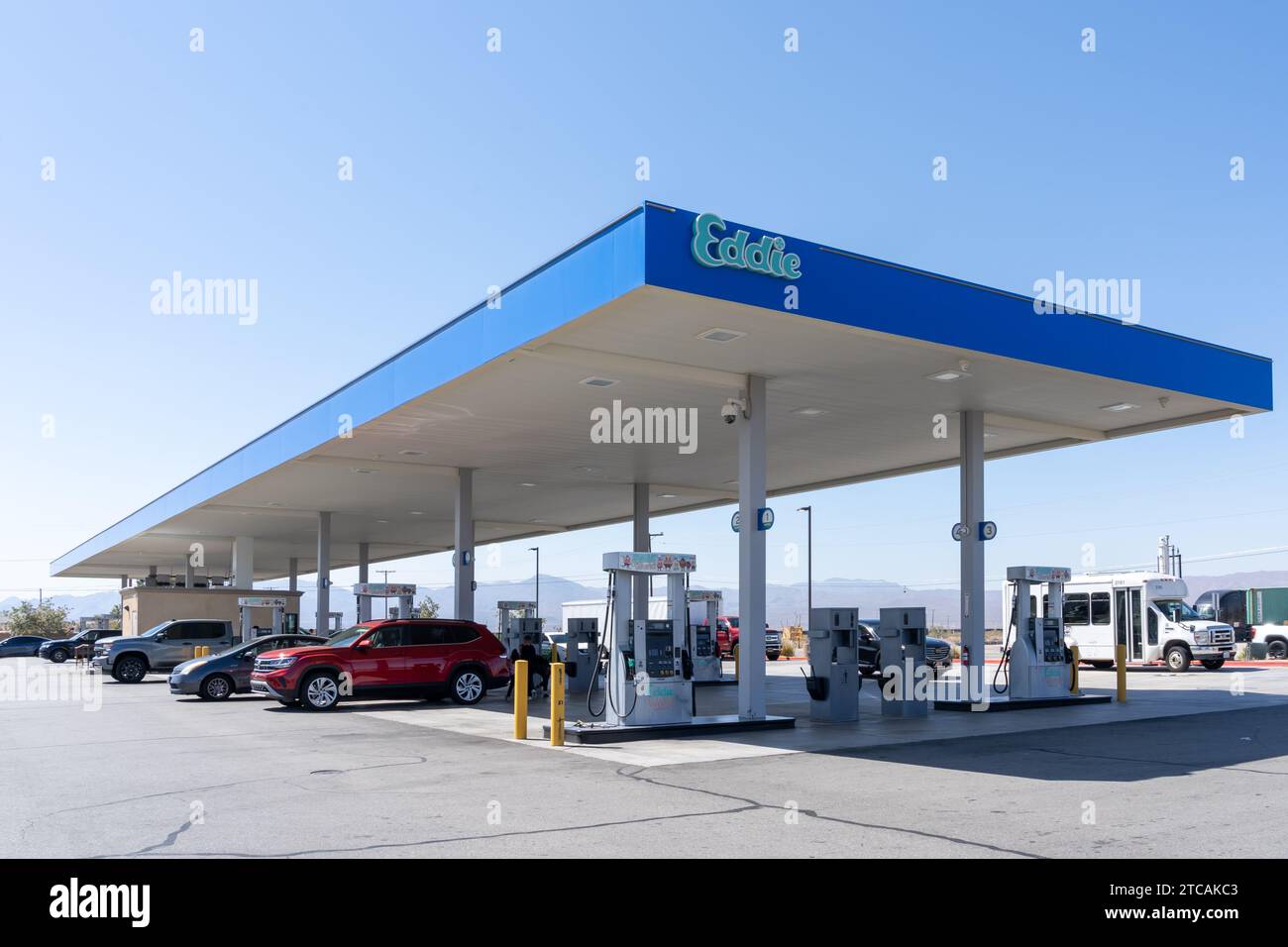 Stazione di servizio Eddie a Yermo, CALIFORNIA, Stati Uniti Foto Stock