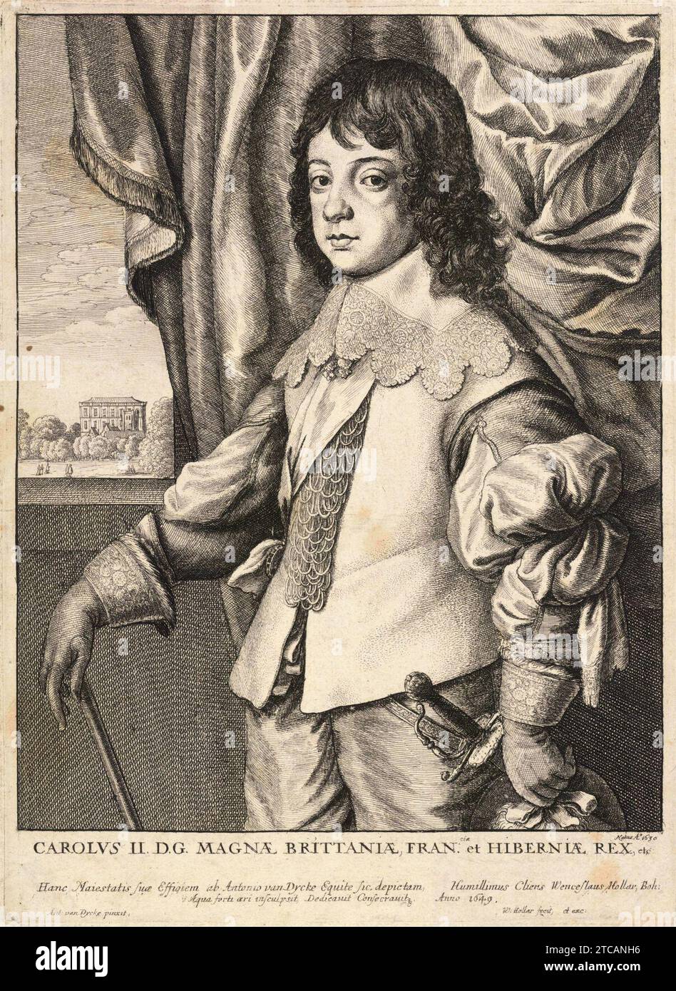Wenceslas Hollar - Carlo II (Stato 3). Foto Stock