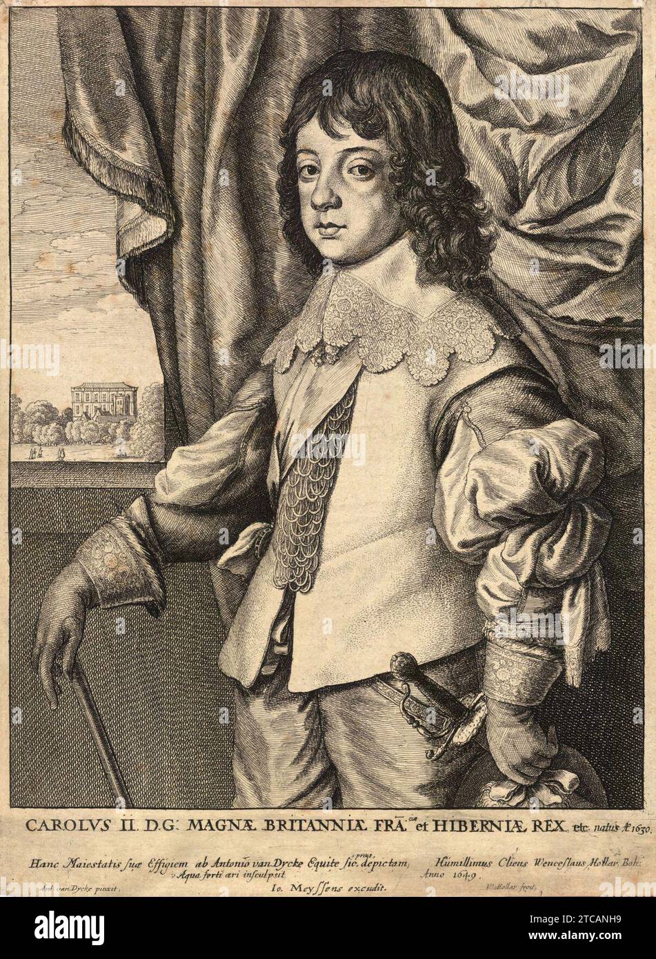 Wenceslas Hollar - Carlo II (Stato 4). Foto Stock