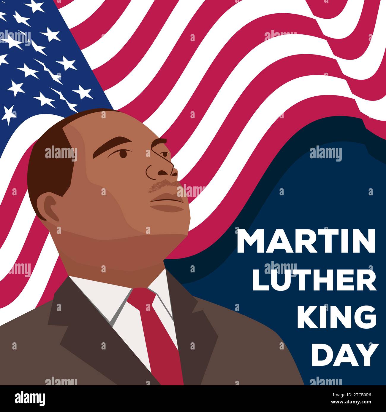 Illustrazione di un giorno MLK o Martin Luther King con design piatto Illustrazione Vettoriale