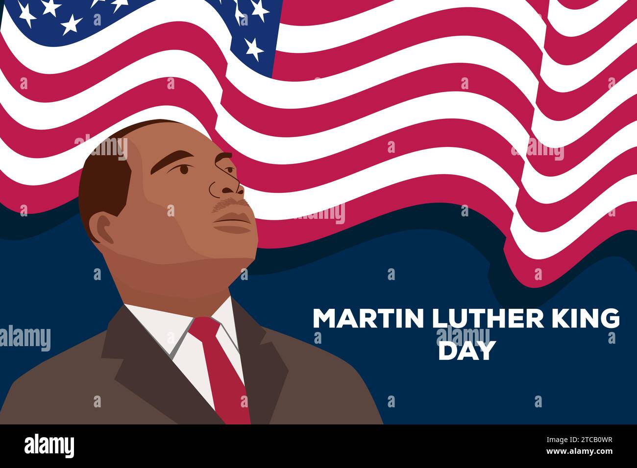 Illustrazione di sfondo del giorno MLK o Martin Luther King con design piatto Illustrazione Vettoriale