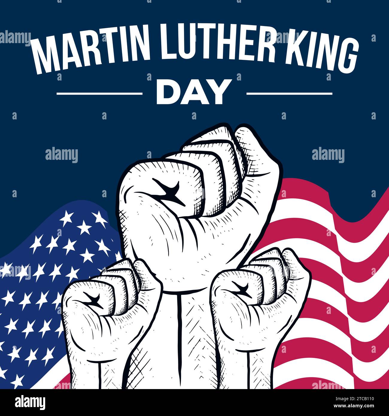 Illustrazione del giorno MLK o Martin Luther King disegnata a mano Illustrazione Vettoriale