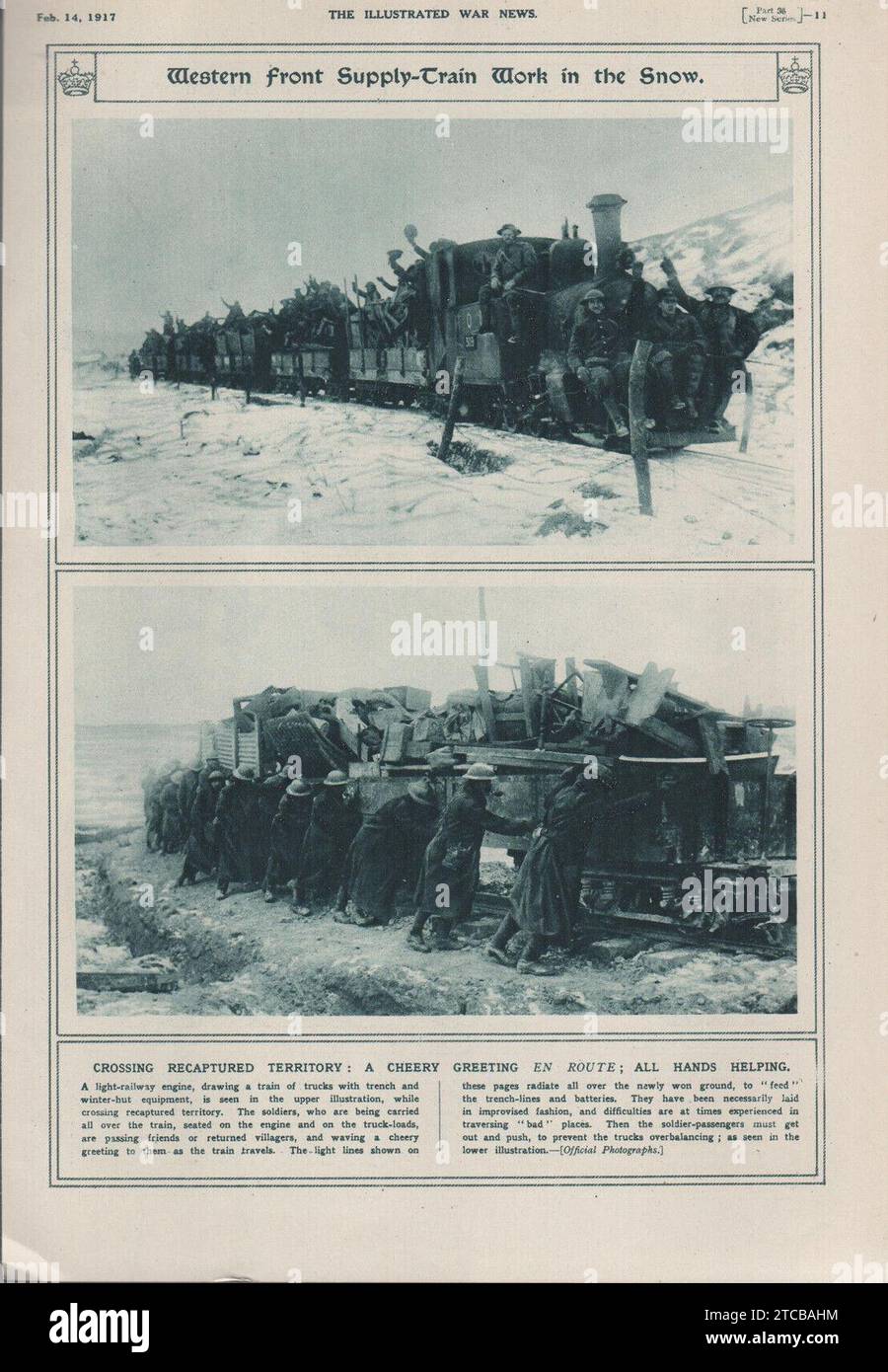 WESTERN Front Supply-Train Work in the Snow (The Illustrated War News, 14 febbraio 1917, pag.11). Foto Stock