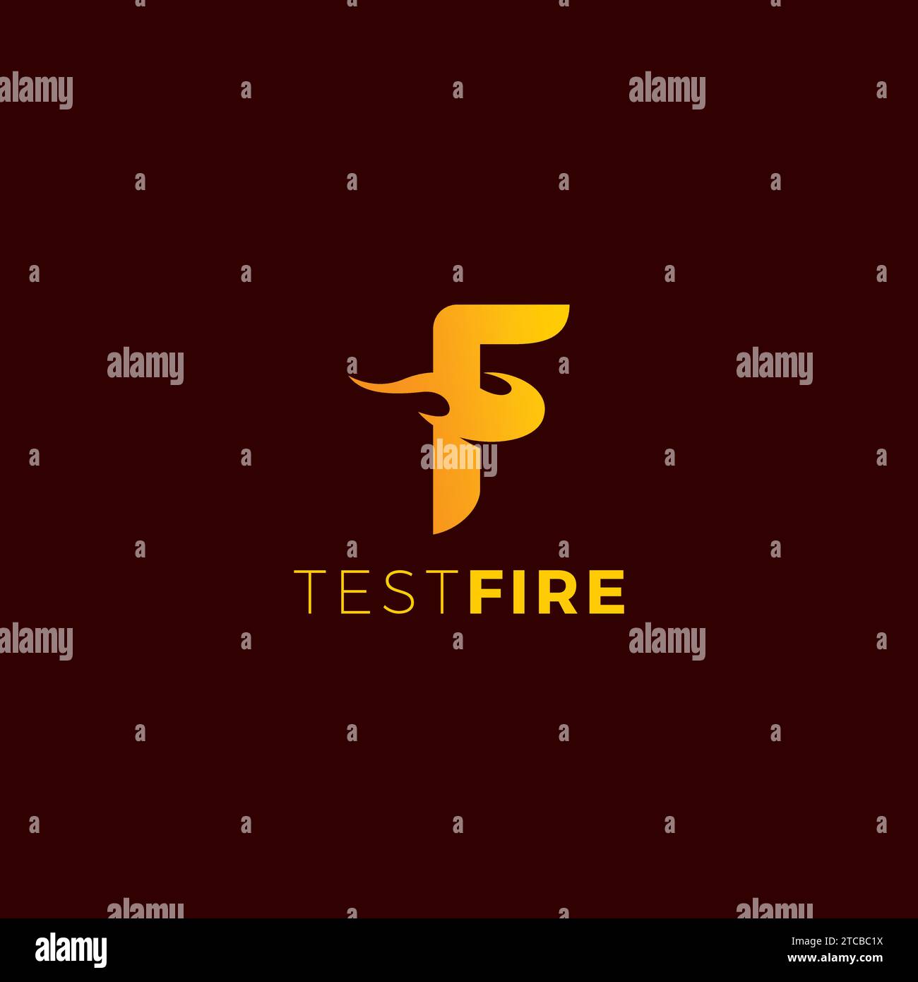 Logo test Fire Design semplice e moderno. Icona lettera F. Illustrazione Vettoriale