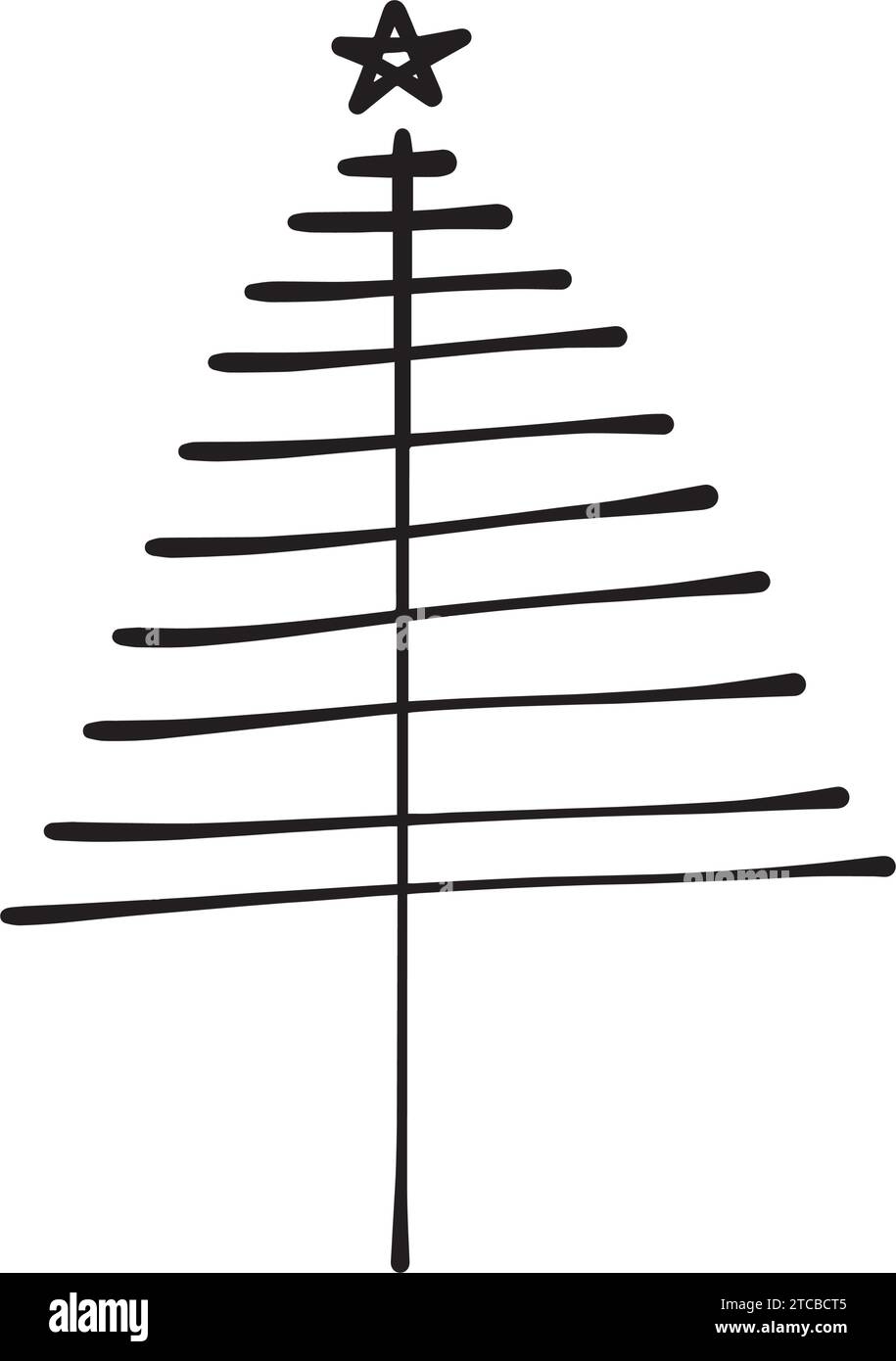 Icona dell'albero di Natale, immagine vettoriale disegnata a mano del simbolo di Natale per biglietti di auguri e biglietti d'invito su Web e materiali stampati Illustrazione Vettoriale