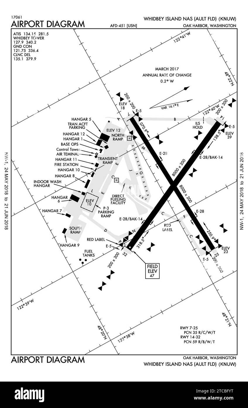 Diagramma dell'aeroporto di Whidbey Island NAS. Foto Stock