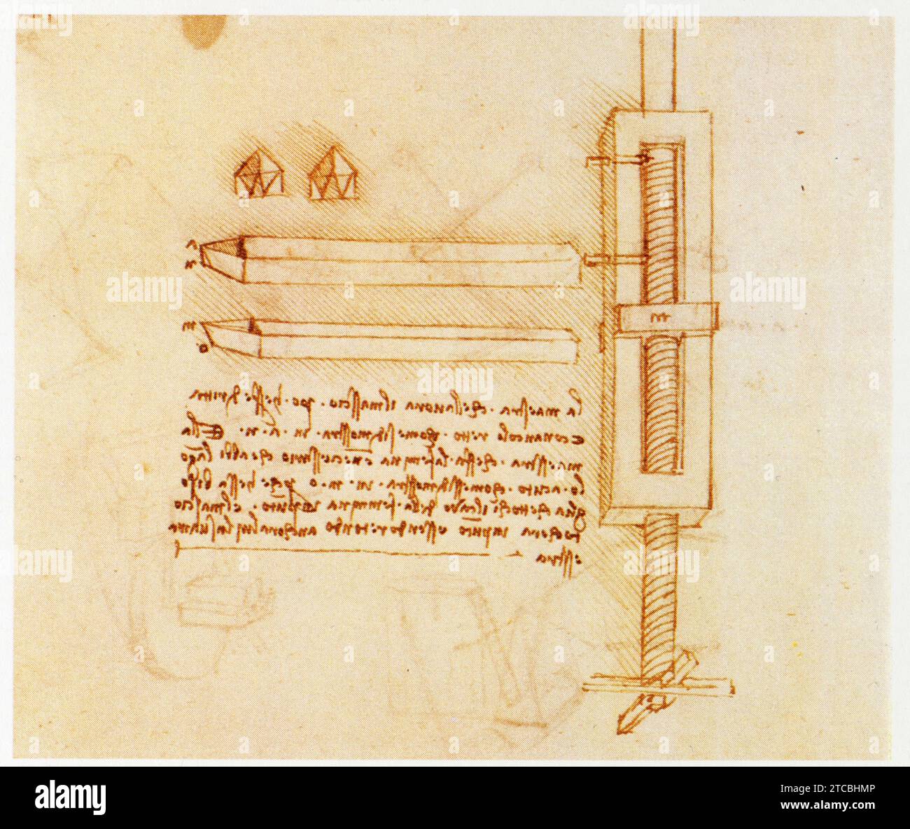 Leonardo da Vinci.1452-1519.Tour à fileter automatique. Foto Stock