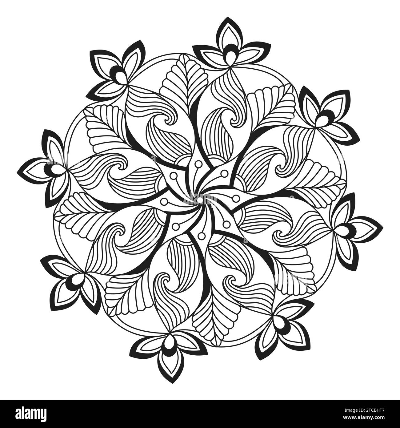 Pagina del libro da colorare mandala in sanscrito buddista per l'interno del libro KDP. Petali pacifici, capacità di rilassarsi, esperienze cerebrali, Haven armonioso, P pacifico Illustrazione Vettoriale