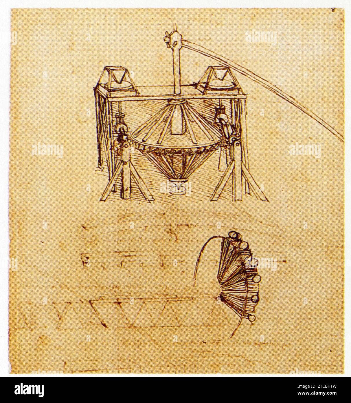 Leonardo da Vinci.1452-1519.étude des dents de rouages. Roue dentée antifrizione à rouleaux tournants. Foto Stock