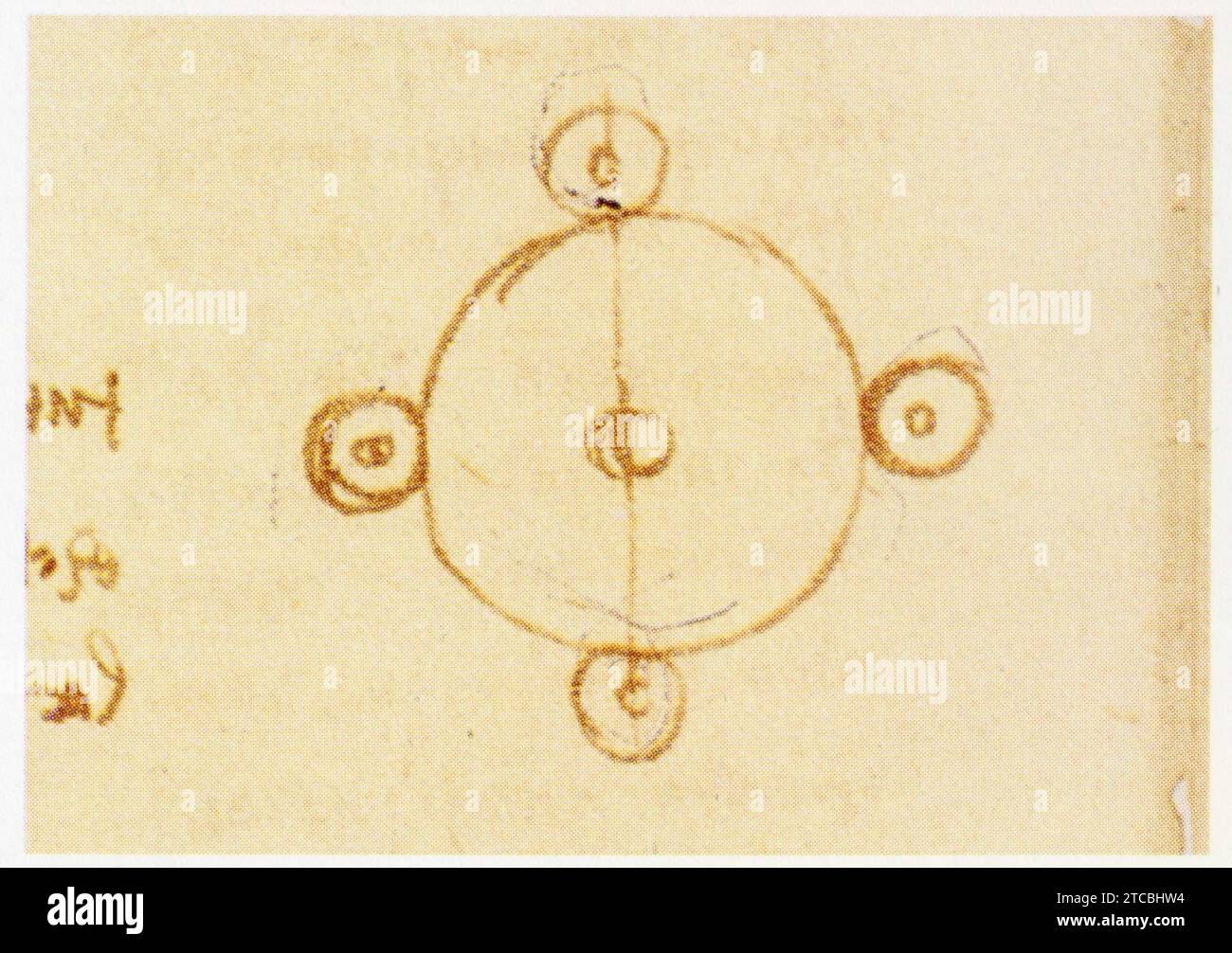 Leonardo da Vinci.1452-1519.effets de la combinaison de roues dentées. Engrenage à cinq roues non quatre extérieures. Foto Stock