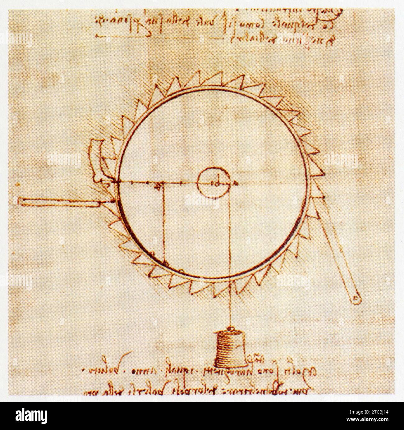 Leonardo da Vinci.1452-1519.Roue d'arrêt à Cliquet obliquo. Foto Stock