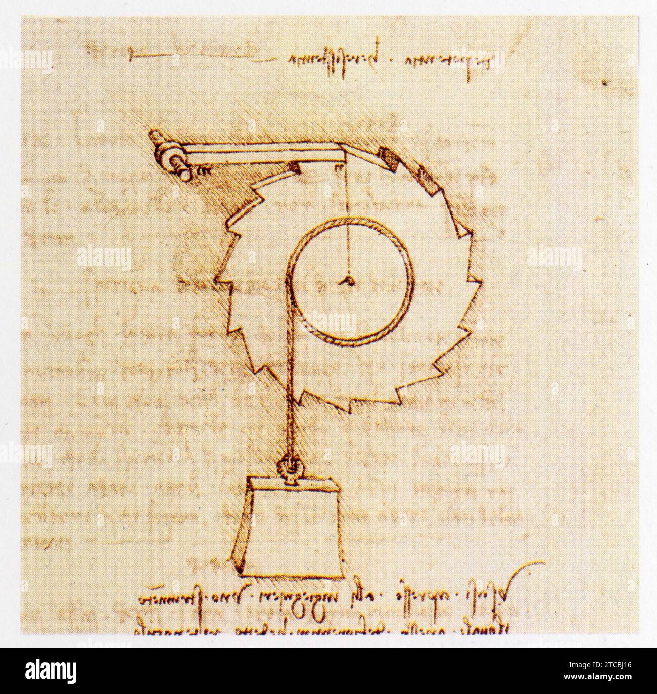 Leonardo da Vinci.1452-1519.Roue d'arrêt à cliquet orizzontale. Foto Stock