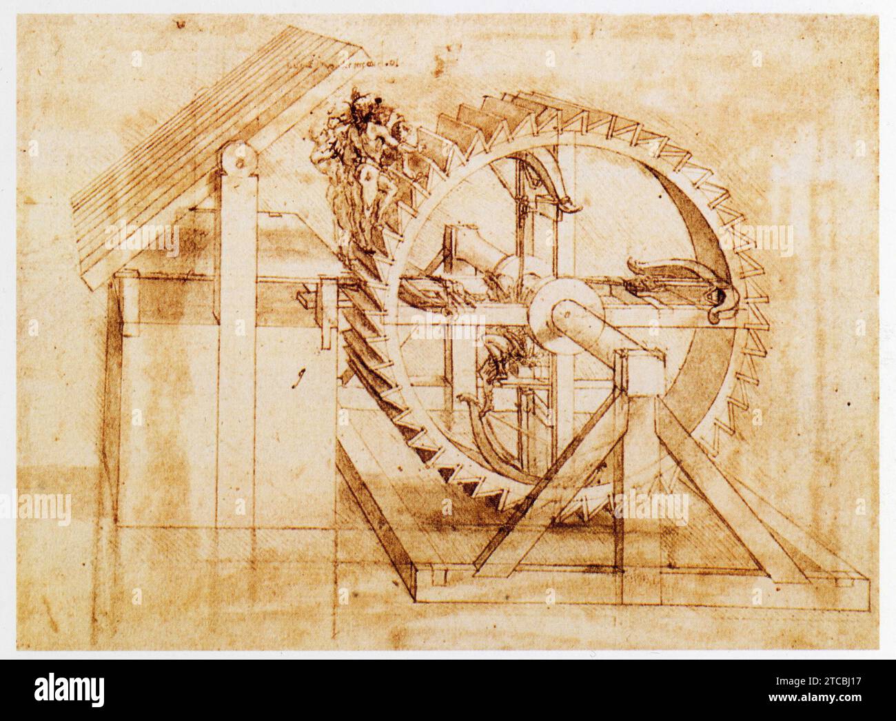Leonardo da Vinci.1452-1519.Grande roue pour le tir continu à l'arbalète. Foto Stock