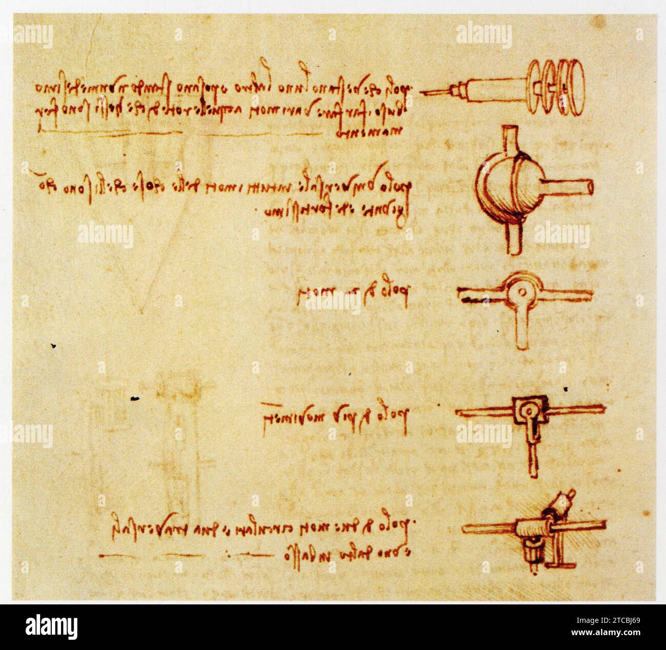 Leonardo da Vinci.1452-1519.Type de support pour axes.1Axes à rotation indépendante insérés l'un dans l'autre. Foto Stock