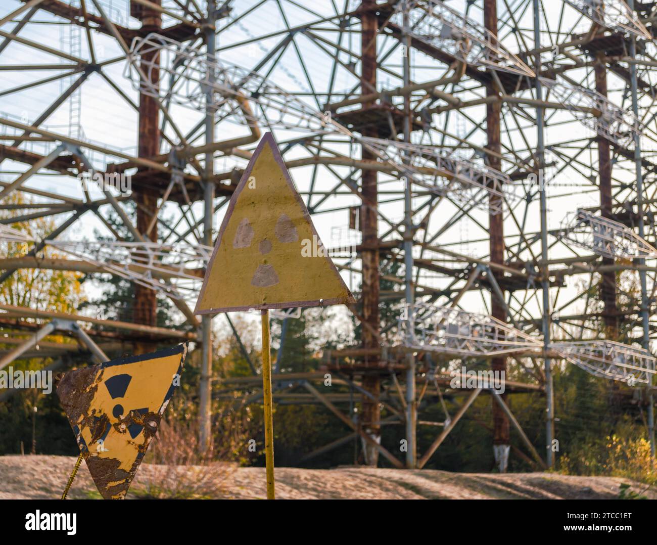 Segreta sovietica radar con il segno della contaminazione radioattiva di Chernobyl Foto Stock