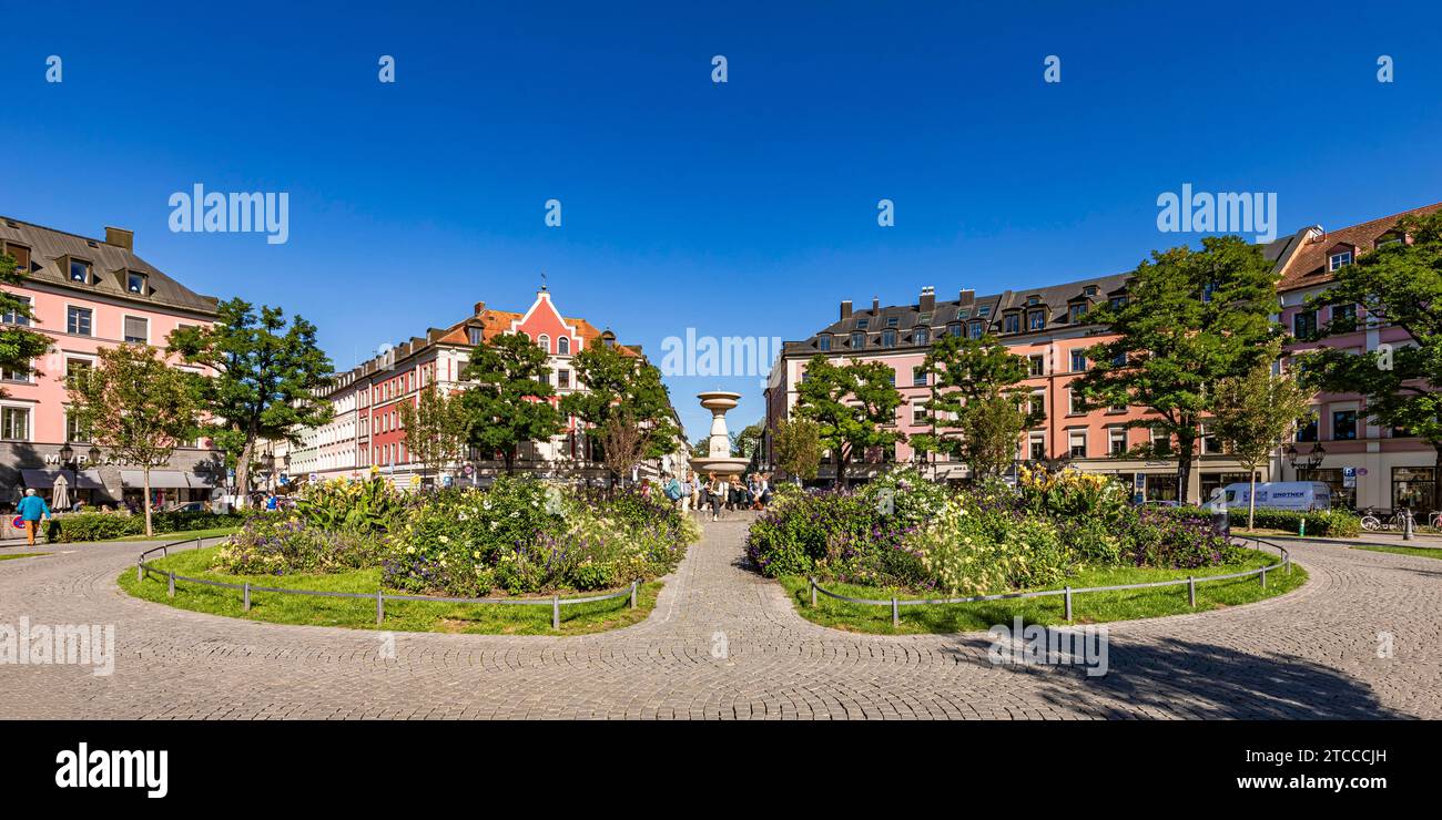 Gaertnerplatz nel quartiere di Gaertnerplatz a Isarvorstadt, Monaco, Baviera, Germania Foto Stock