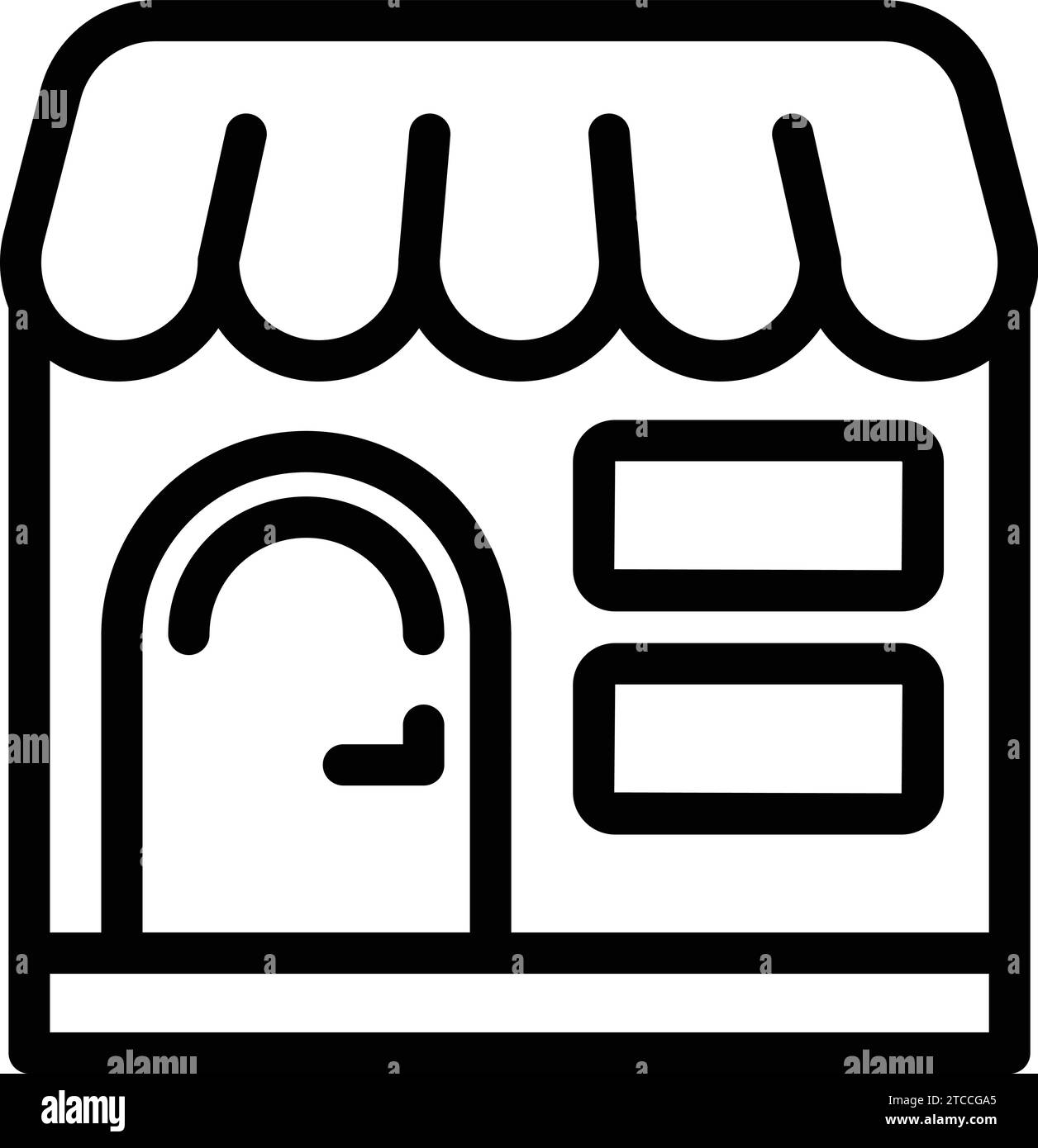 Icona Street Market per la descrizione del vettore. Negozio di vendita di fornitori. Commercio al dettaglio aziendale Illustrazione Vettoriale