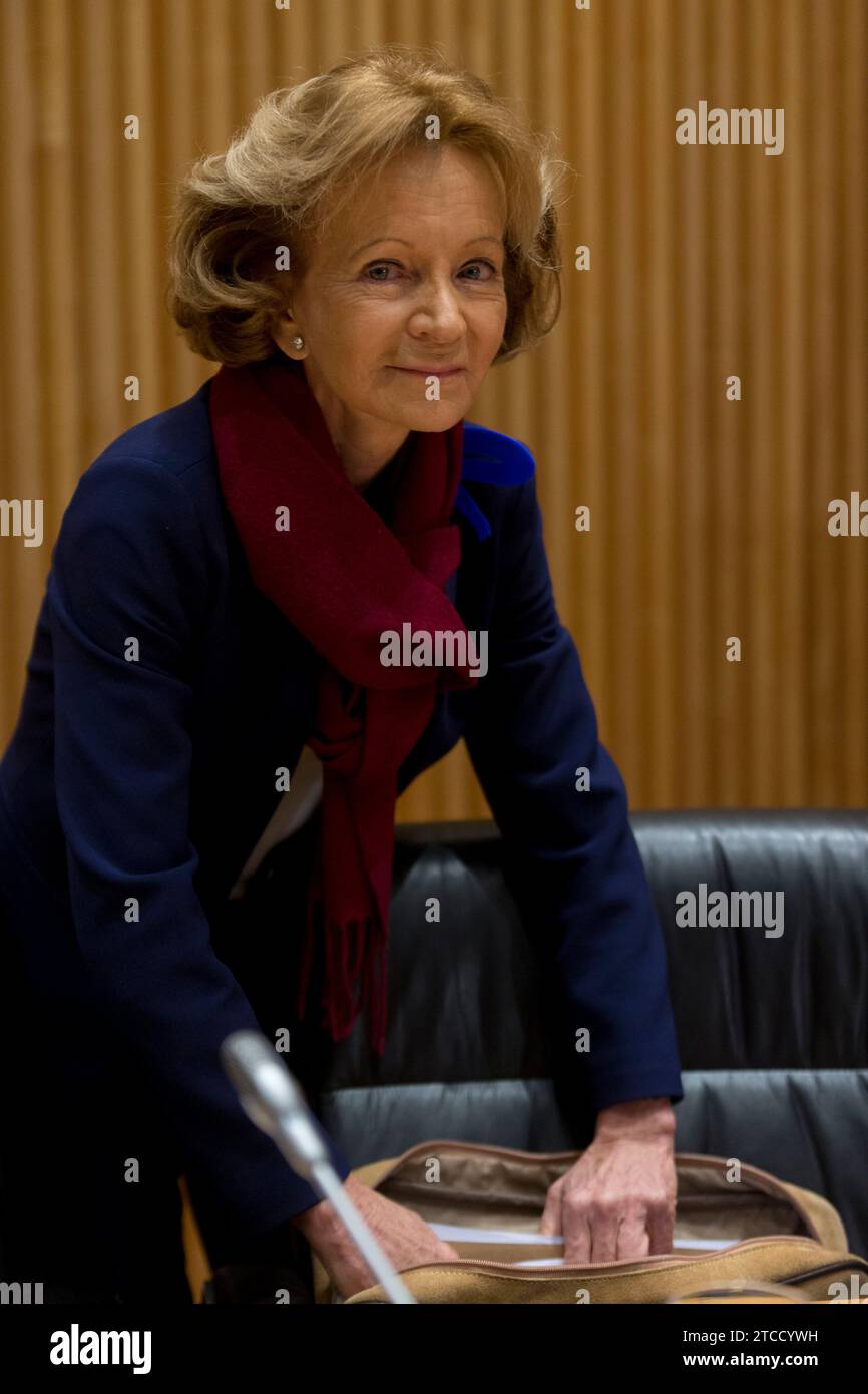 Madrid, 01/11/2018. Elena Salgado nella commissione investigativa sulla crisi finanziaria del Congresso dei deputati. Foto: Ignacio Gil. ARCHDC. Crediti: Album / Archivo ABC / Ignacio Gil Foto Stock