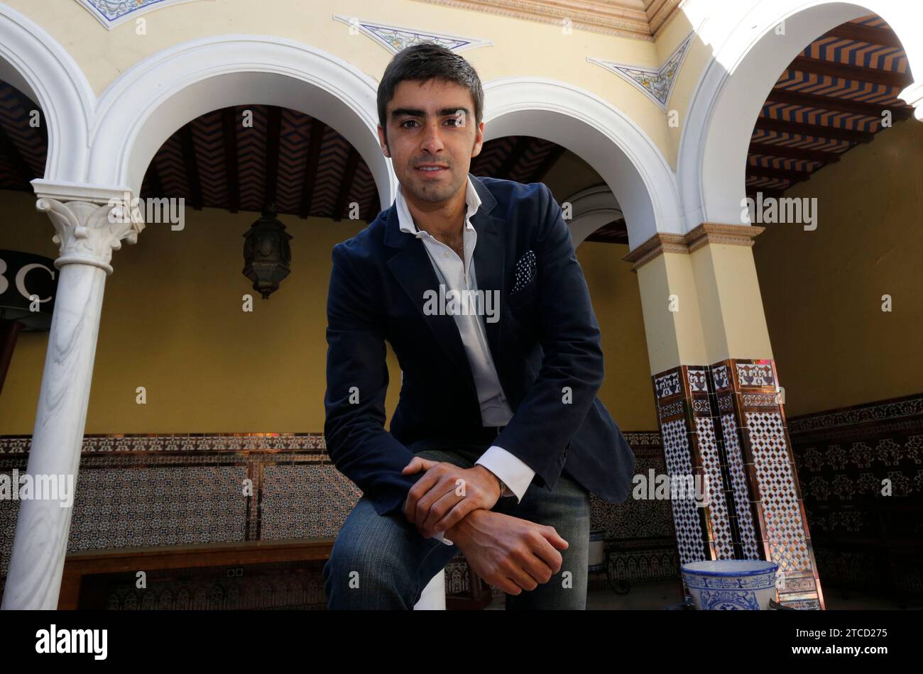 Madrid 06-09-2014 Chatta su ABC con il bullfighter Miguel Angel Perera foto Jaime Garcia Archdc. Crediti: Album / Archivo ABC / Jaime García Foto Stock