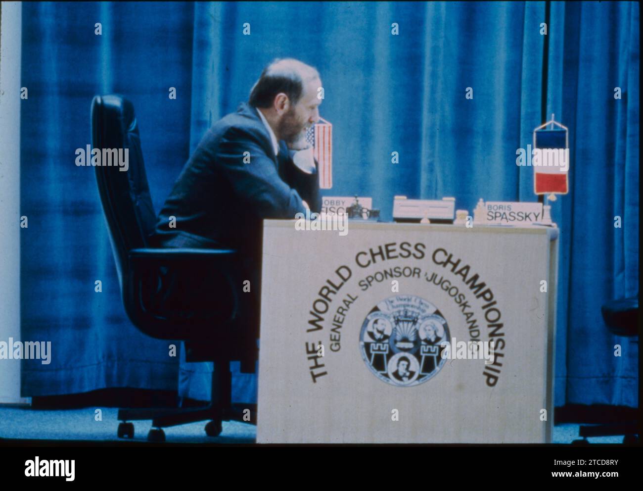 Belgrado (allora parte della Jugoslavia), settembre 1992. Incontro tra Bobby Fischer e Boris Spassky. Nell'immagine, il giocatore americano aspetta l'arrivo del russo. Crediti: Album / Archivo ABC Foto Stock