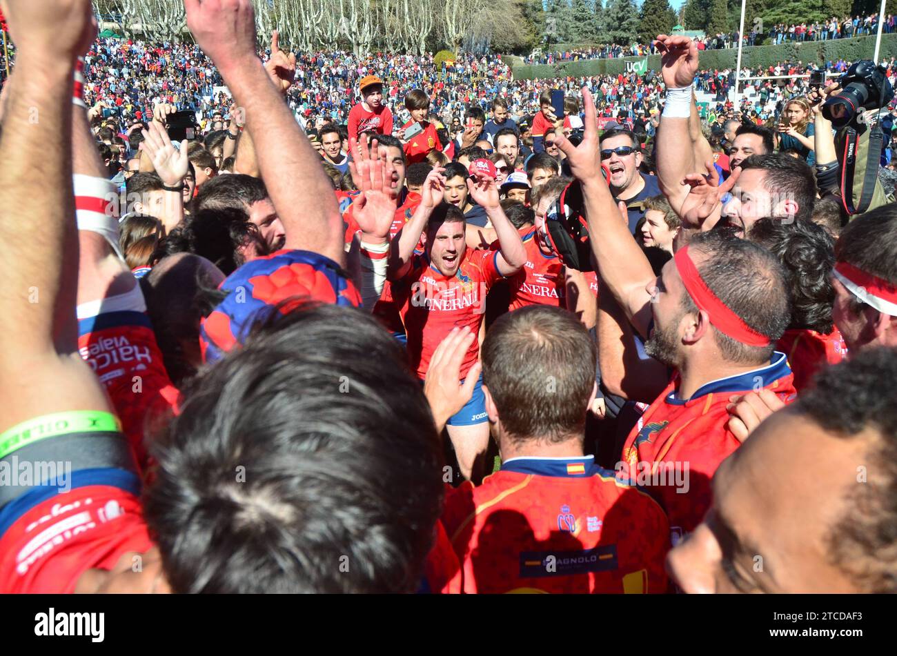 Madrid, 18/02/2018. Partita di qualificazione per la Coppa del mondo 2019 in Giappone tra Spagna e Romania, con una vittoria del 22-10 per la squadra spagnola foto: Alberto Fanego ARCHDC. Crediti: Album / Archivo ABC / Alberto Fanego Foto Stock