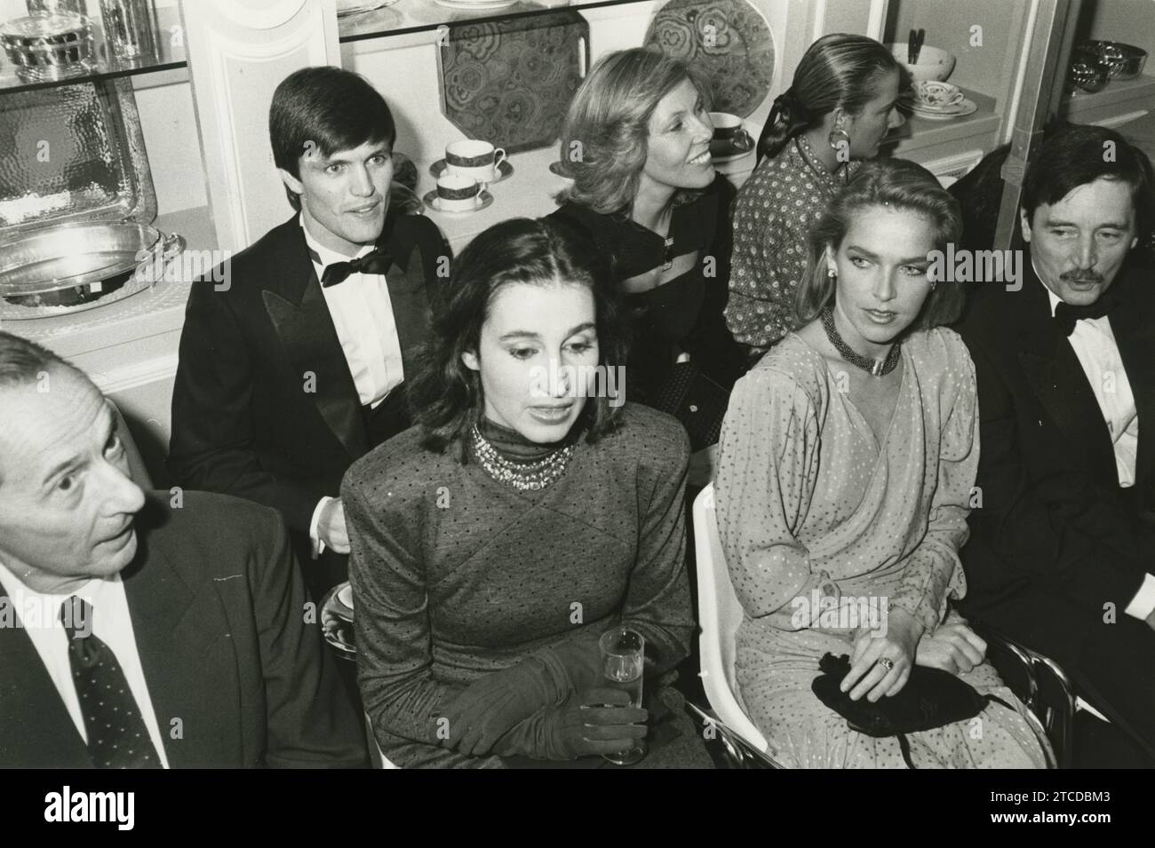 Madrid, 23/10/1986. Apertura del nuovo negozio Christian Dior a Madrid. Nell'immagine, Marc Bohan, Juan Antonio Ruiz "Espartaco", Carmen Rossi e Sofía de Habsburgo. Crediti: Album / Archivo ABC / Gonzalo Cruz Foto Stock