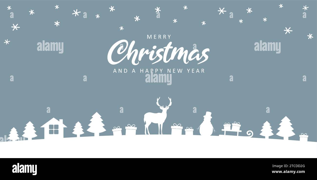 Striscione invernale della valle natalizia con abete di cervo e illustrazione vettoriale isolata in regalo EPS10 Illustrazione Vettoriale