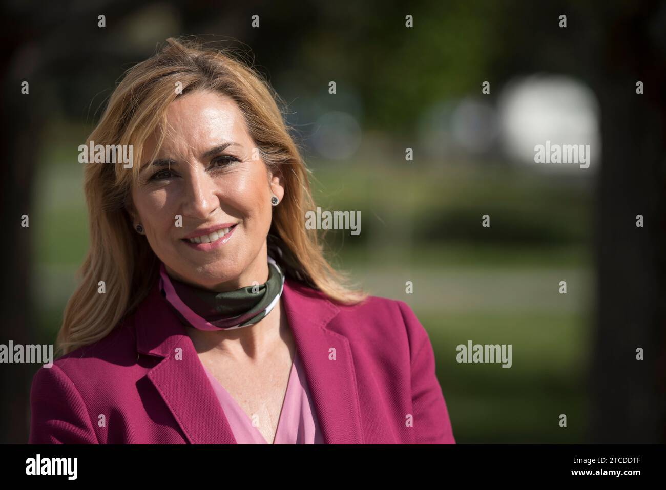 Pamplona, 04/25/2018. Relazione sulla situazione politica di Navarra. Nell'immagine, intervista ad Ana Beltrán, dal PP di Pamplona. Foto: Matías Nieto. ARCHDC. Crediti: Album / Archivo ABC / Matías Nieto Koenig Foto Stock