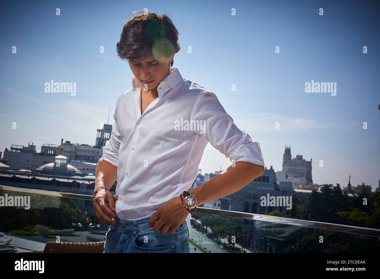 Madrid, 08/26/2018. Intervista con il torero peruviano Andrés Roca Rey, nel municipio di Madrid e nell'edificio della Borsa. Foto: Guillermo Navarro ARCHDC. Crediti: Album / Archivo ABC / Guillermo Navarro Foto Stock