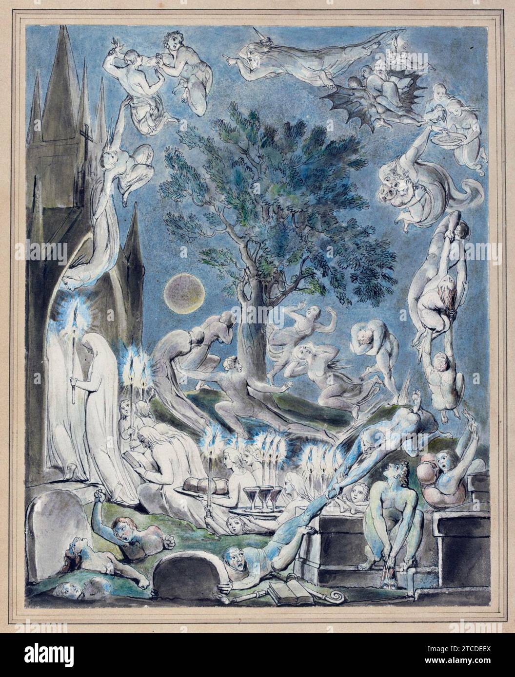 William Blake - i Gamboli dei fantasmi secondo i loro affetti precedenti al giudizio finale. Foto Stock