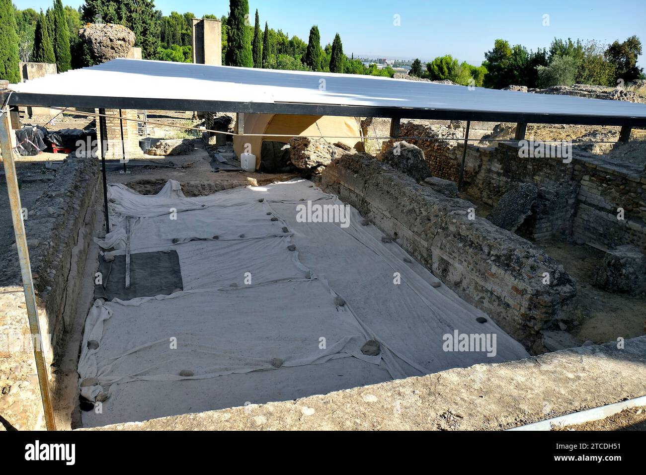 Santiponce (Siviglia), 08/13/2018. Rapporto sulle rovine di Itálica, candidato al Patrimonio Mondiale dell'Umanità. Foto: JM Serrano ARCHSEV. Crediti: Album / Archivo ABC / Juan Manuel Serrano Becerra Foto Stock