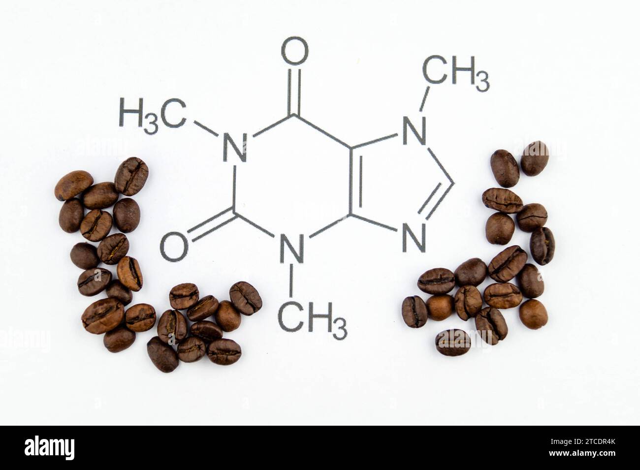 formula strutturale per il caffè con chicchi di caffè Foto Stock