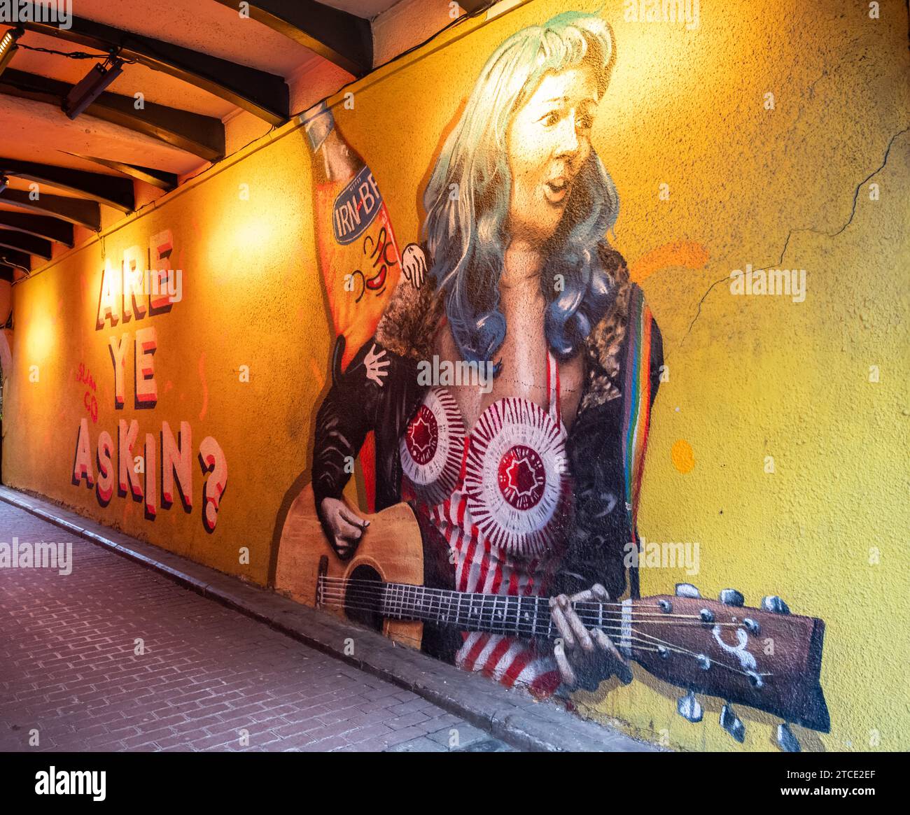 Incredibile murale di Street art nel centro di Glasgow Foto Stock