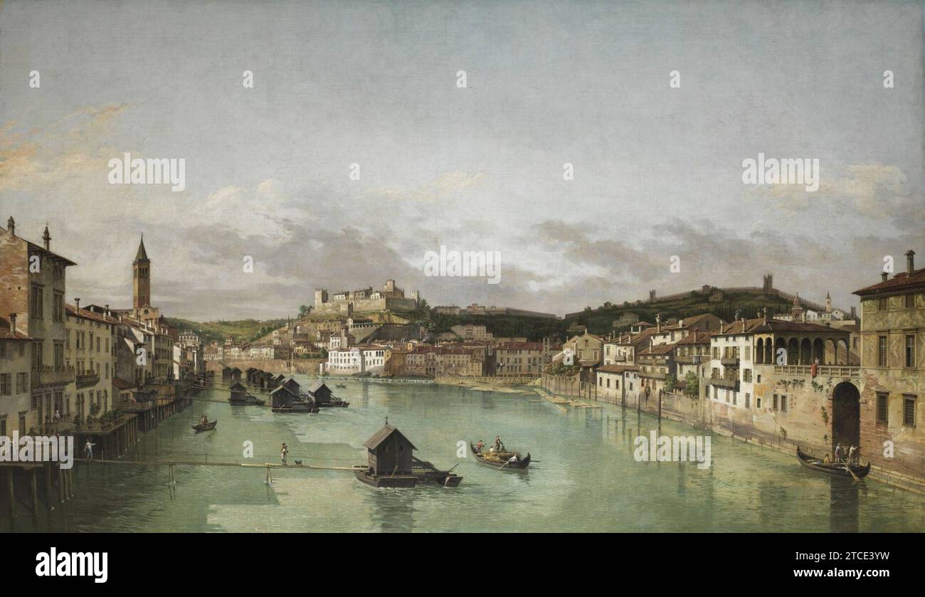 William Marlow - Vista di Verona (dopo Bernardo Bellotto), 1768–1771, P.1947.LF.241. Foto Stock