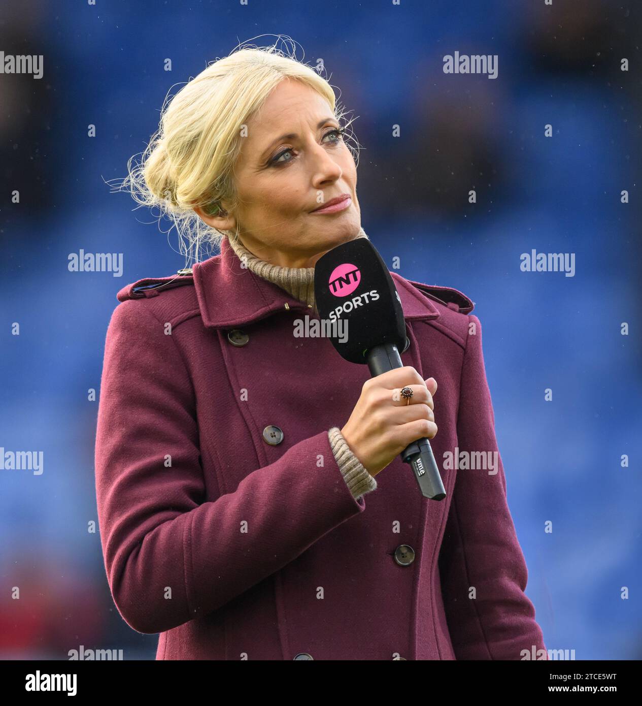 9 dicembre 2023 - Crystal Palace / Liverpool - Premier League - Selhurst Park. Lynsey Hipgrave, presentatrice di TNT Sports. Immagine : Mark Pain / Alamy Live News Foto Stock