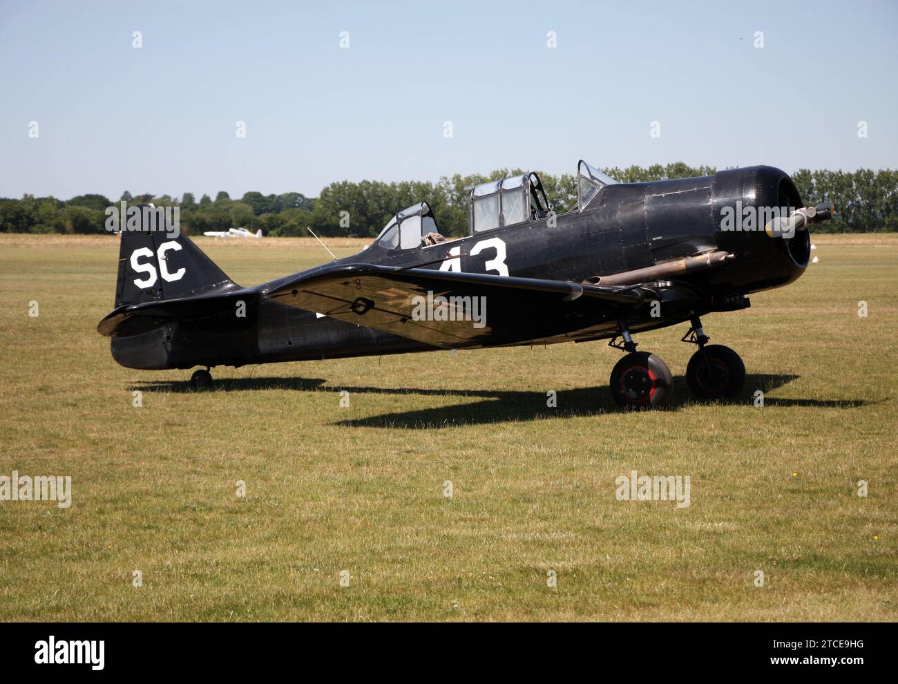 Un T-6 nordamericano Harvard all'aerodromo di Goodwood nel Sussex Foto Stock