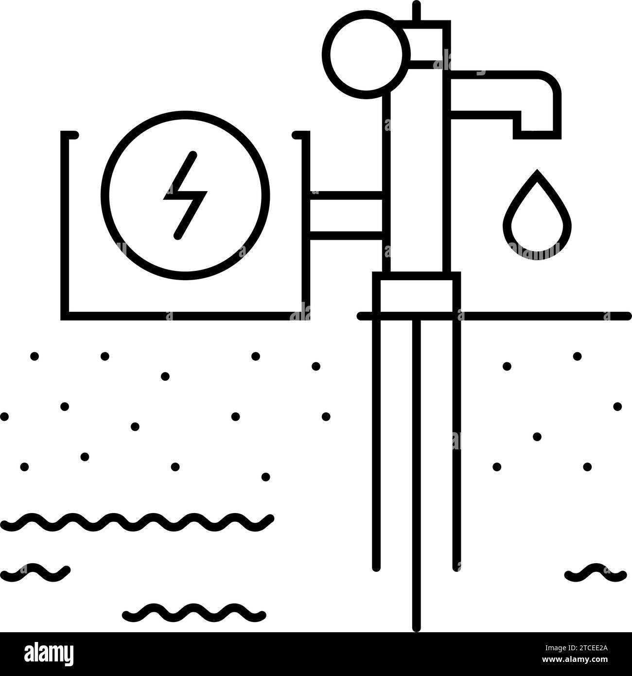 illustrazione vettore icona linea di campionamento delle acque sotterranee dell'idrogeologo Illustrazione Vettoriale