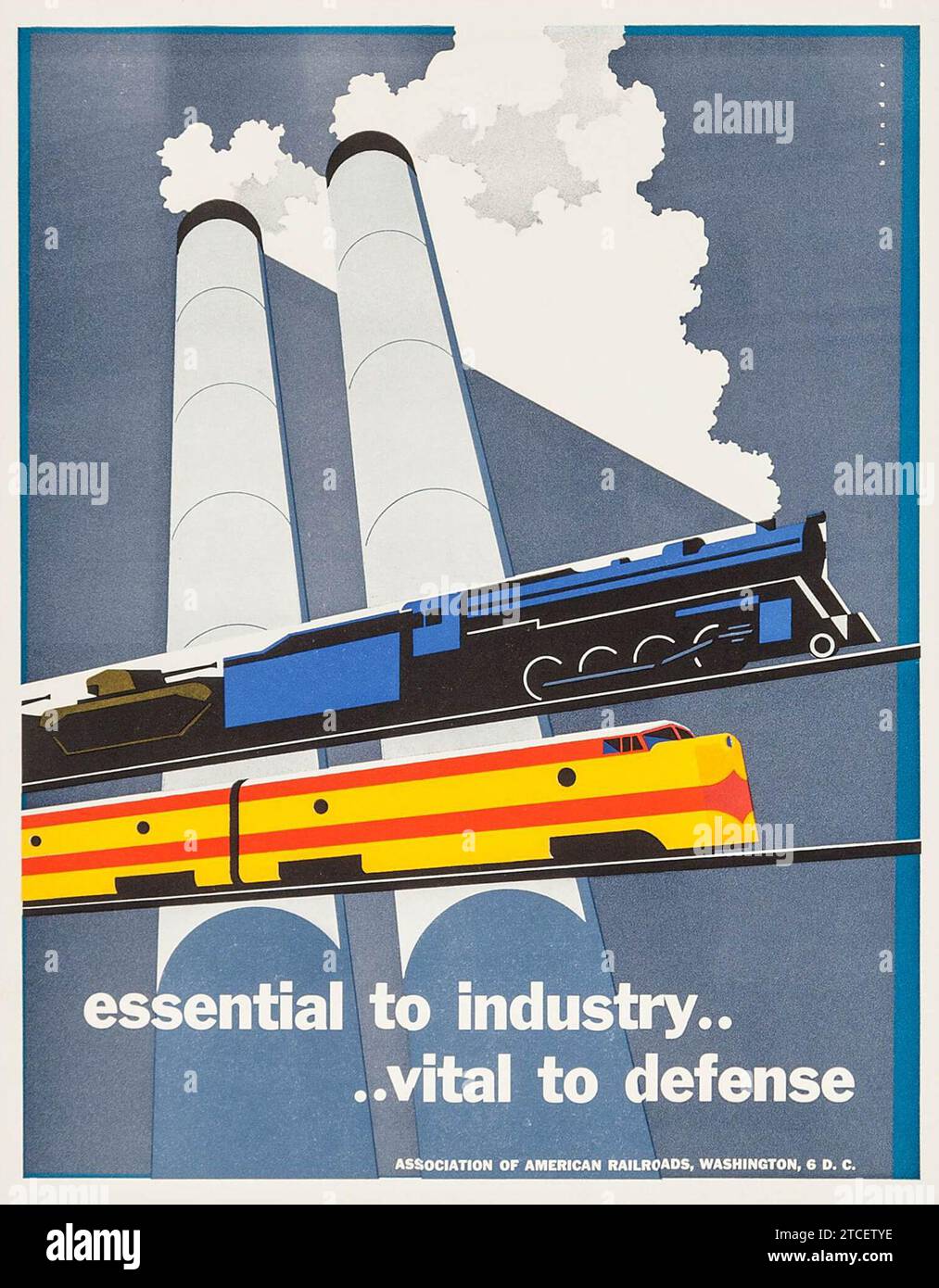 Essenziale per l'industria... Vital to Defense (Association of American Railroads, 1951). Poster ferroviario Foto Stock