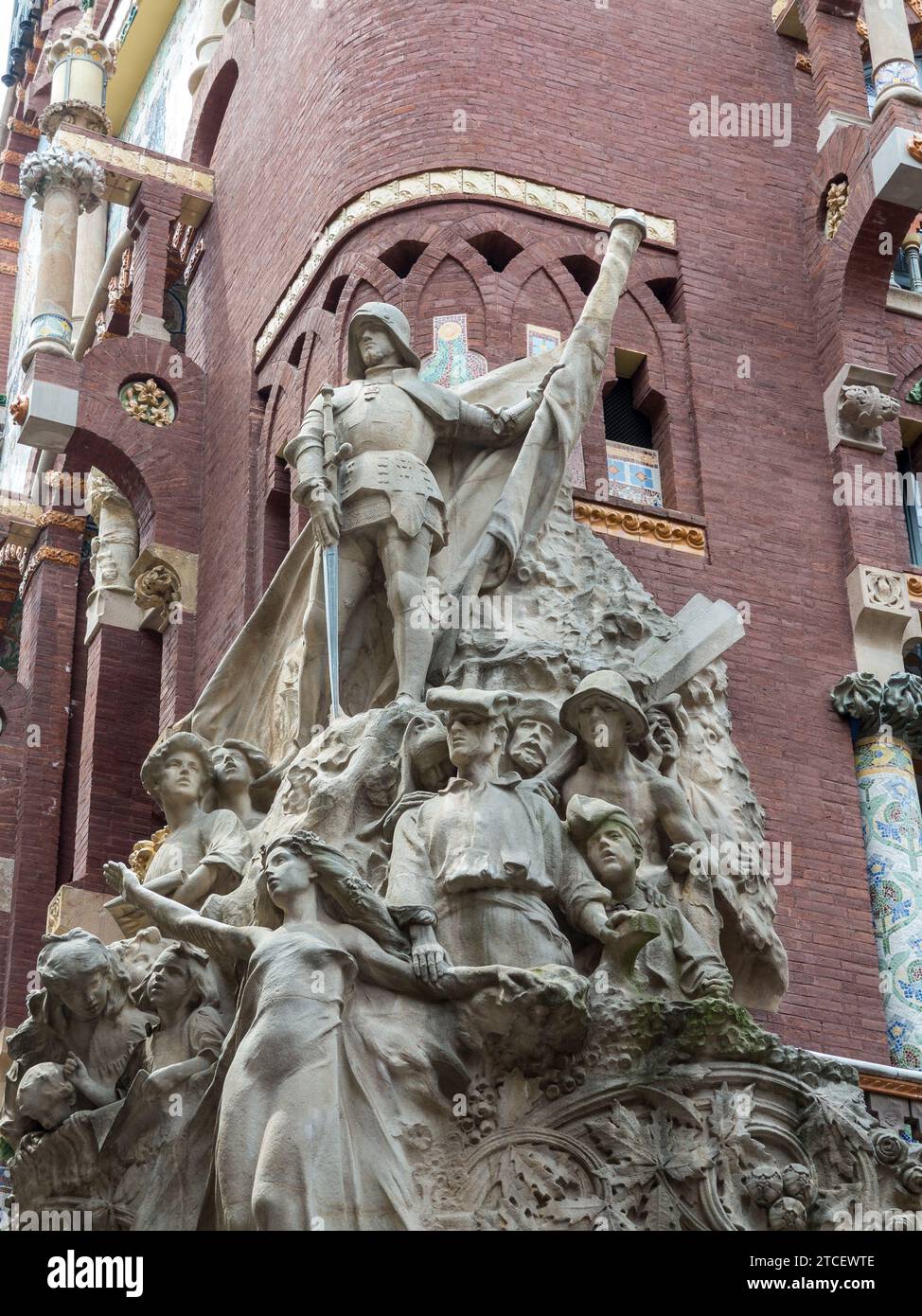 Facciata del Palazzo della musica Catalana. C/ Palau de la Música, 4-6, 08003 Barcellona, Spagna. Sala concerti Art Nouveau conosciuta per la sua facciata decorata e la sua op Foto Stock