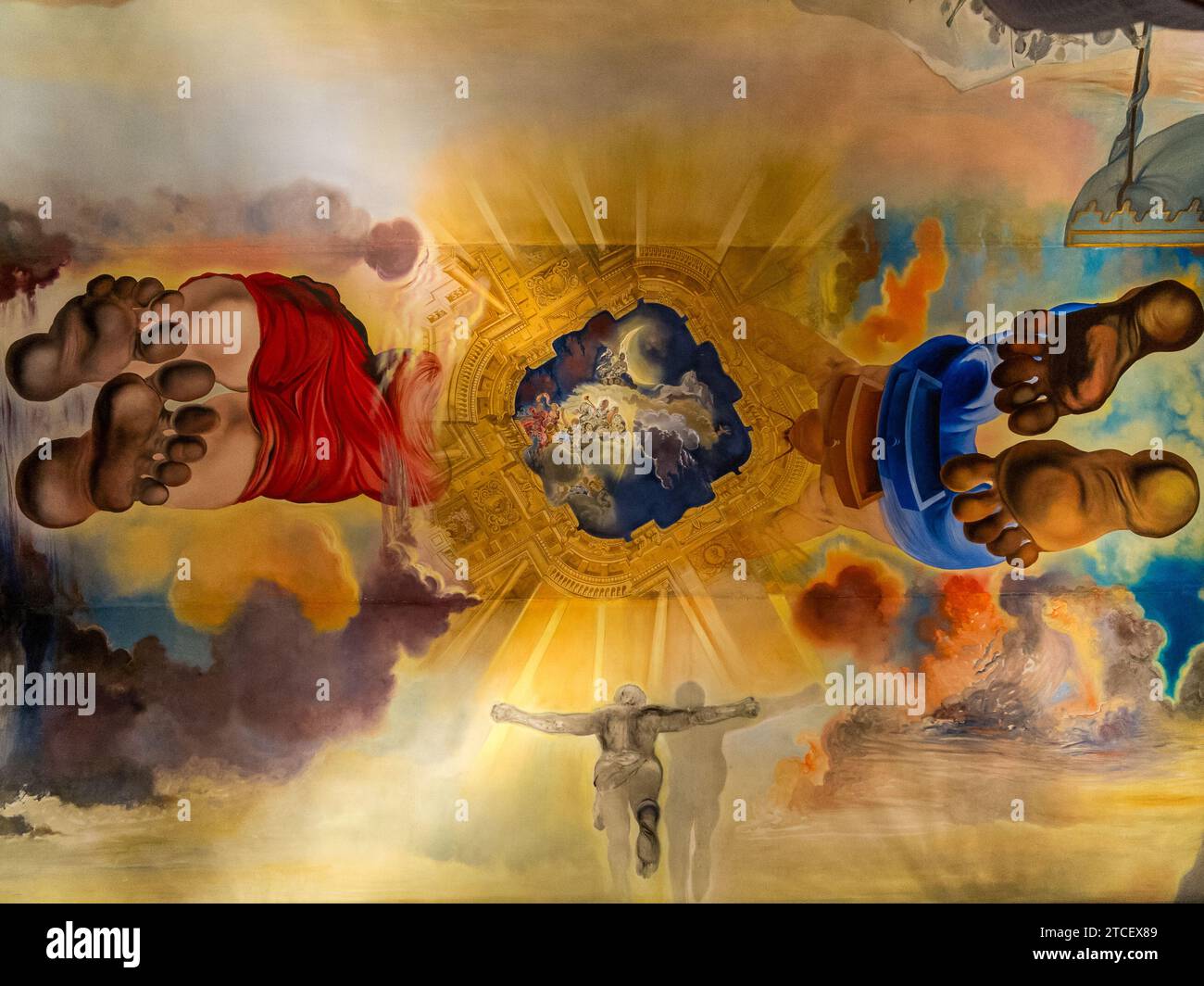 Affresco di Dalì sul soffitto di una sala del teatro-museo di Dalí. Plaza Gala i Salvador Dalí, 5, 17600 Figueres, Girona, Spagna Foto Stock