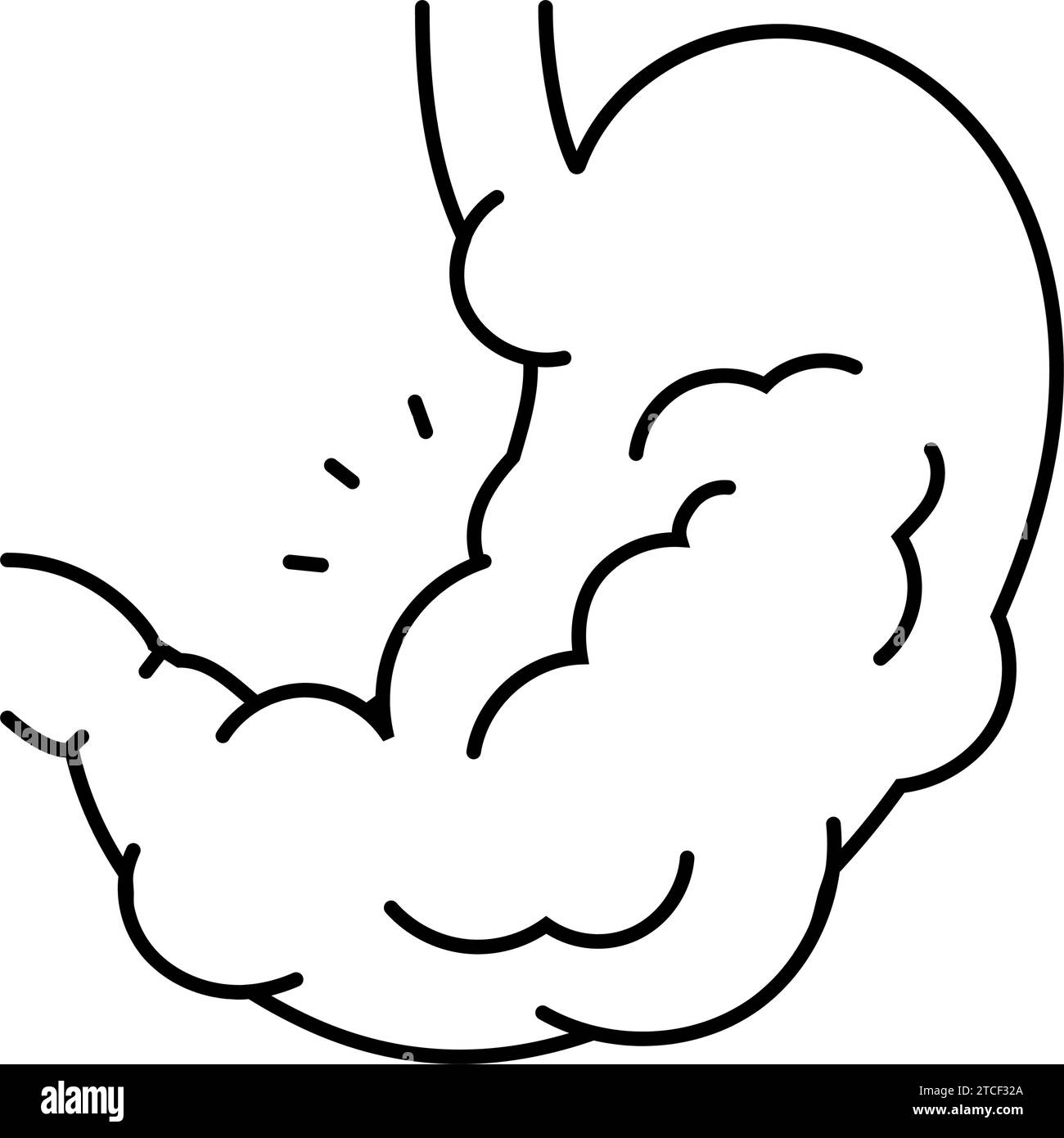 eccessiva presenza di gas gonfiore sulla linea dei sintomi illustrazione del vettore dell'icona Illustrazione Vettoriale