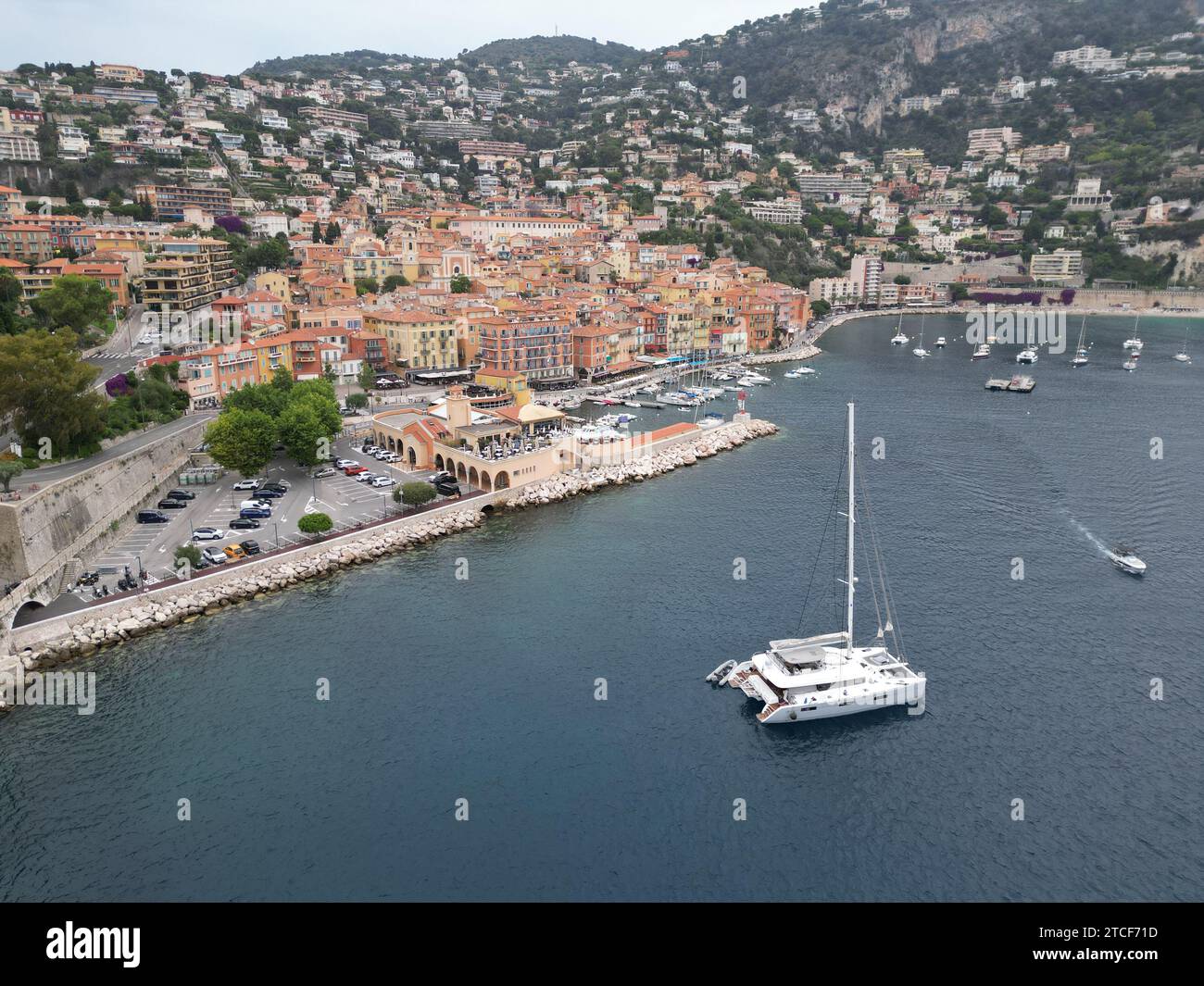 Villefranche-sur-Mer Francia drone , aereo , vista dall'alto Foto Stock