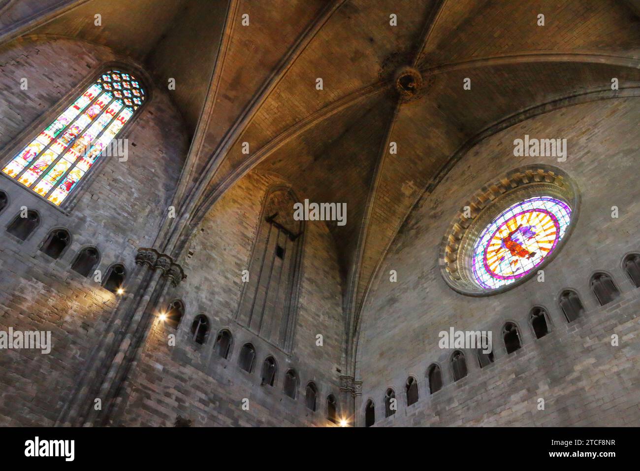 Spettacolari vedute interne della Cattedrale di Girona Foto Stock